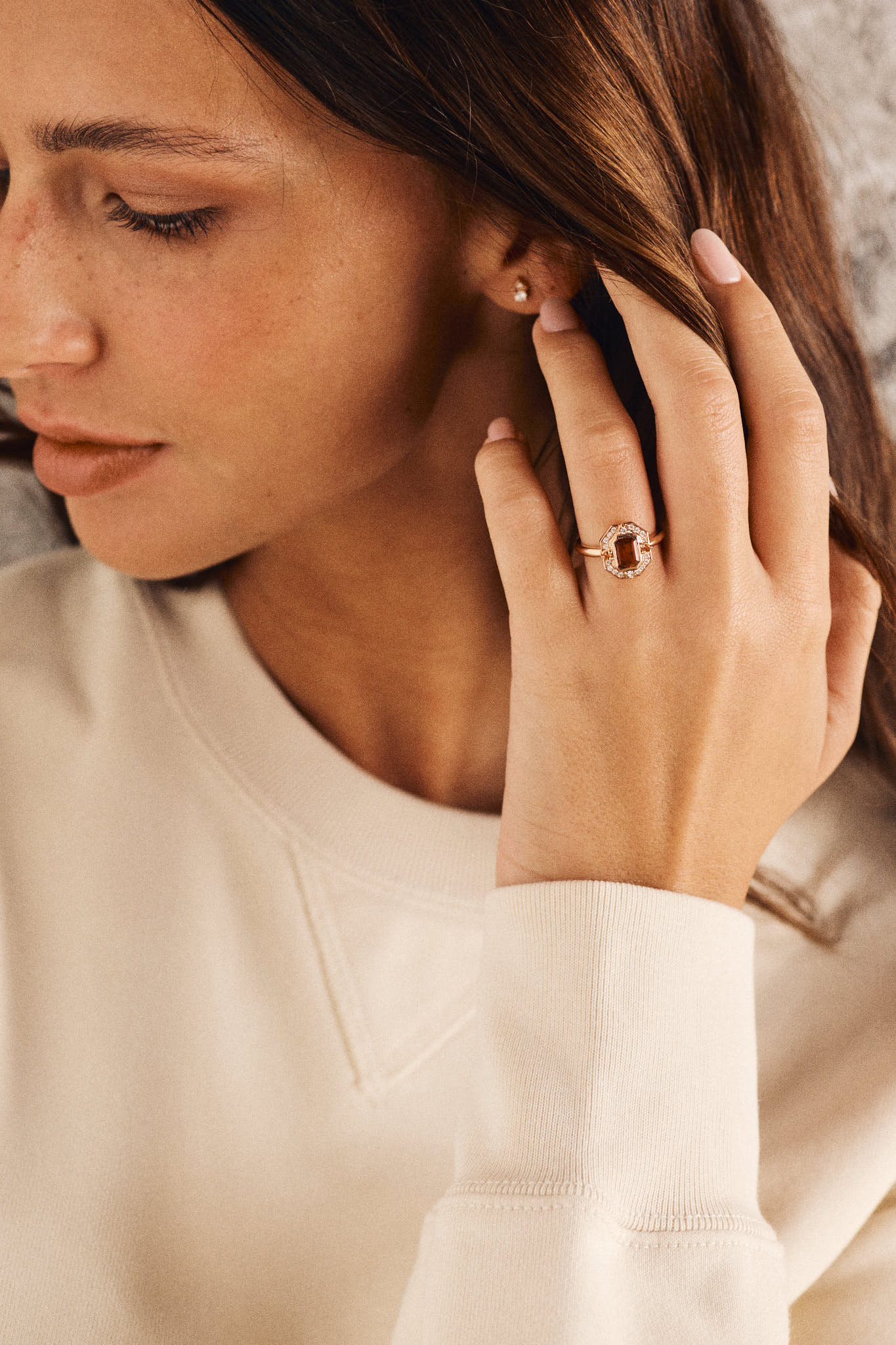 Bague Brooklyn Solitaire spinelle - Or rose