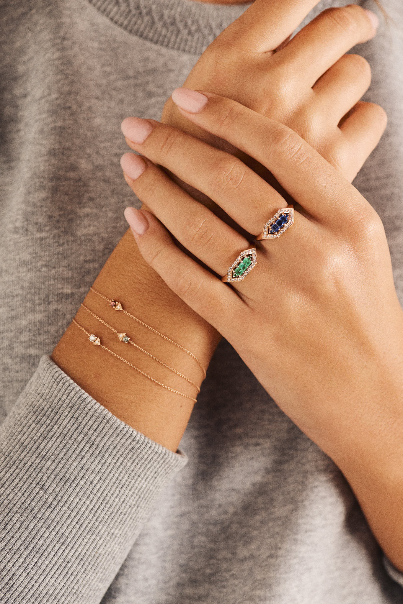 Bague Brooklyn saphirs bleus - Or rose