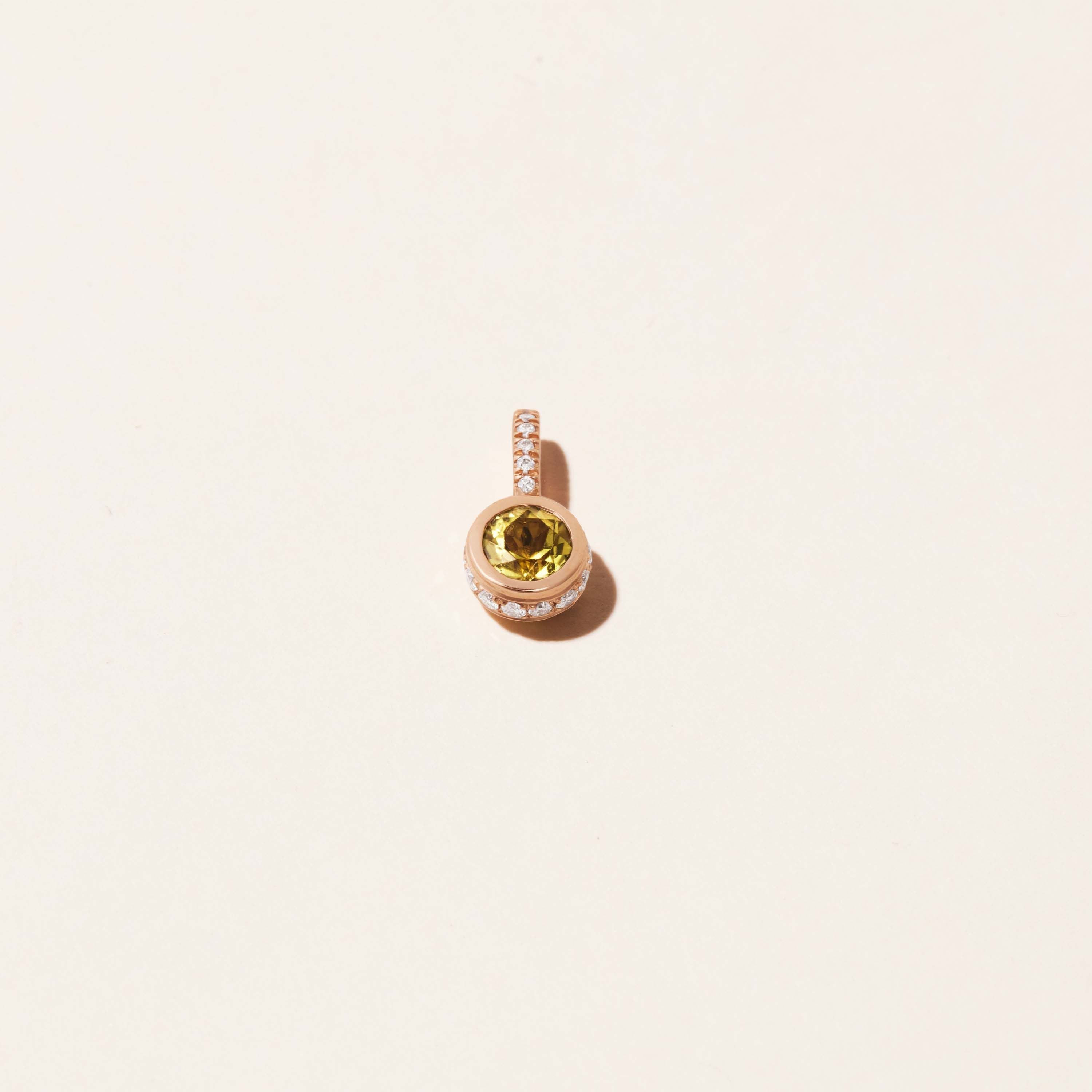 Pendentif - Jaïpur - Péridot et diamants - Or jaune