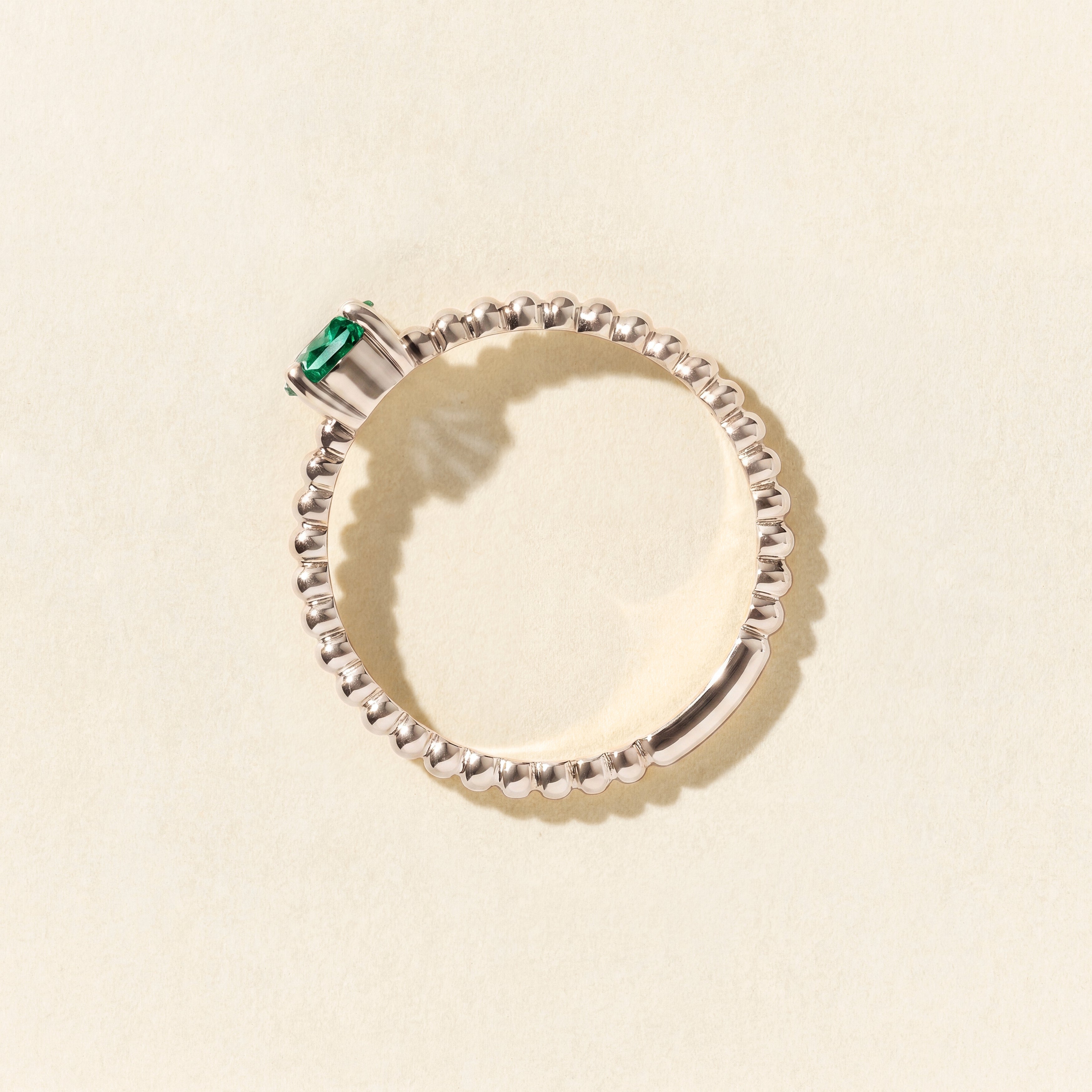 Alma Solitaire Emerald Ring - White Gold