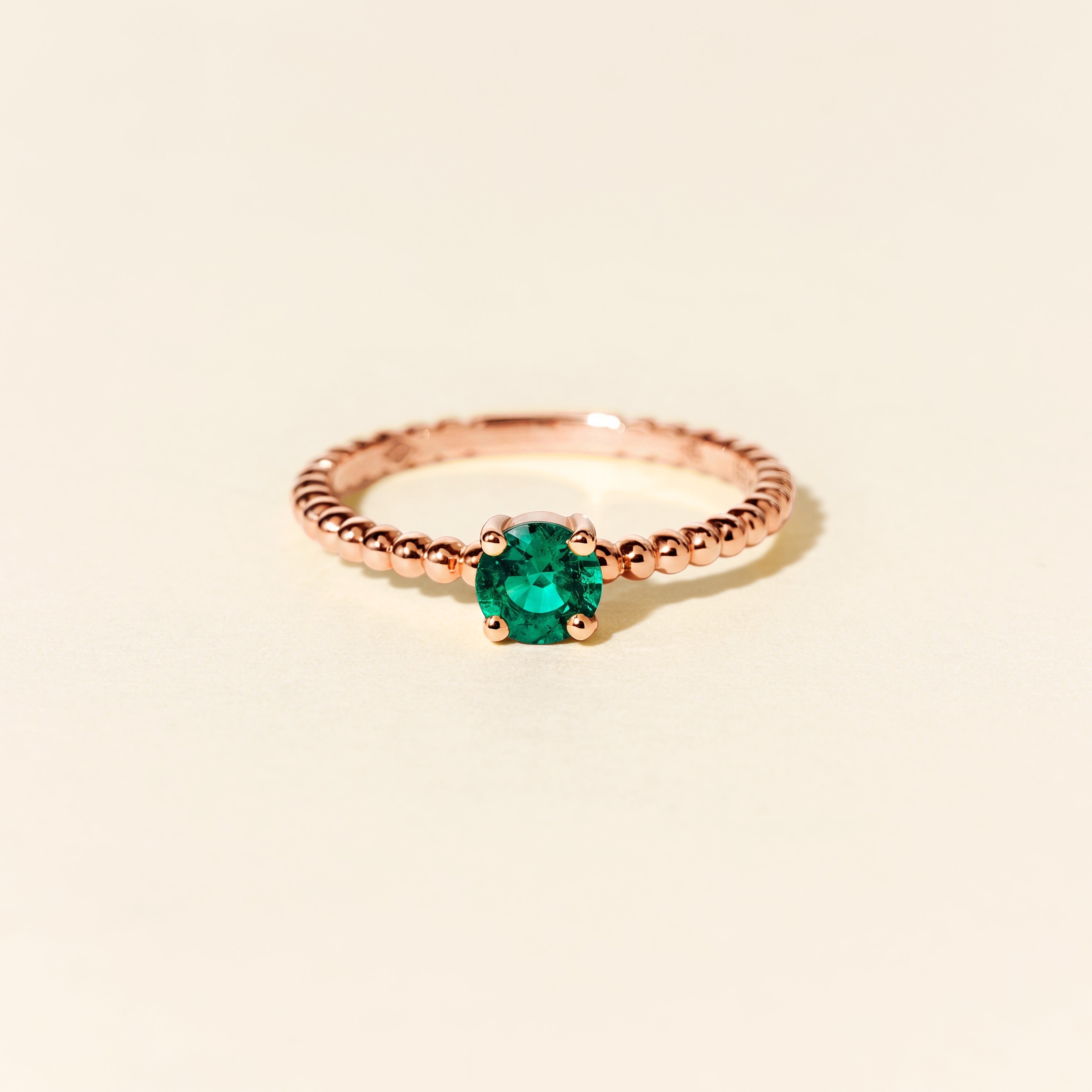 Alma Solitaire Emerald Ring - Rose Gold