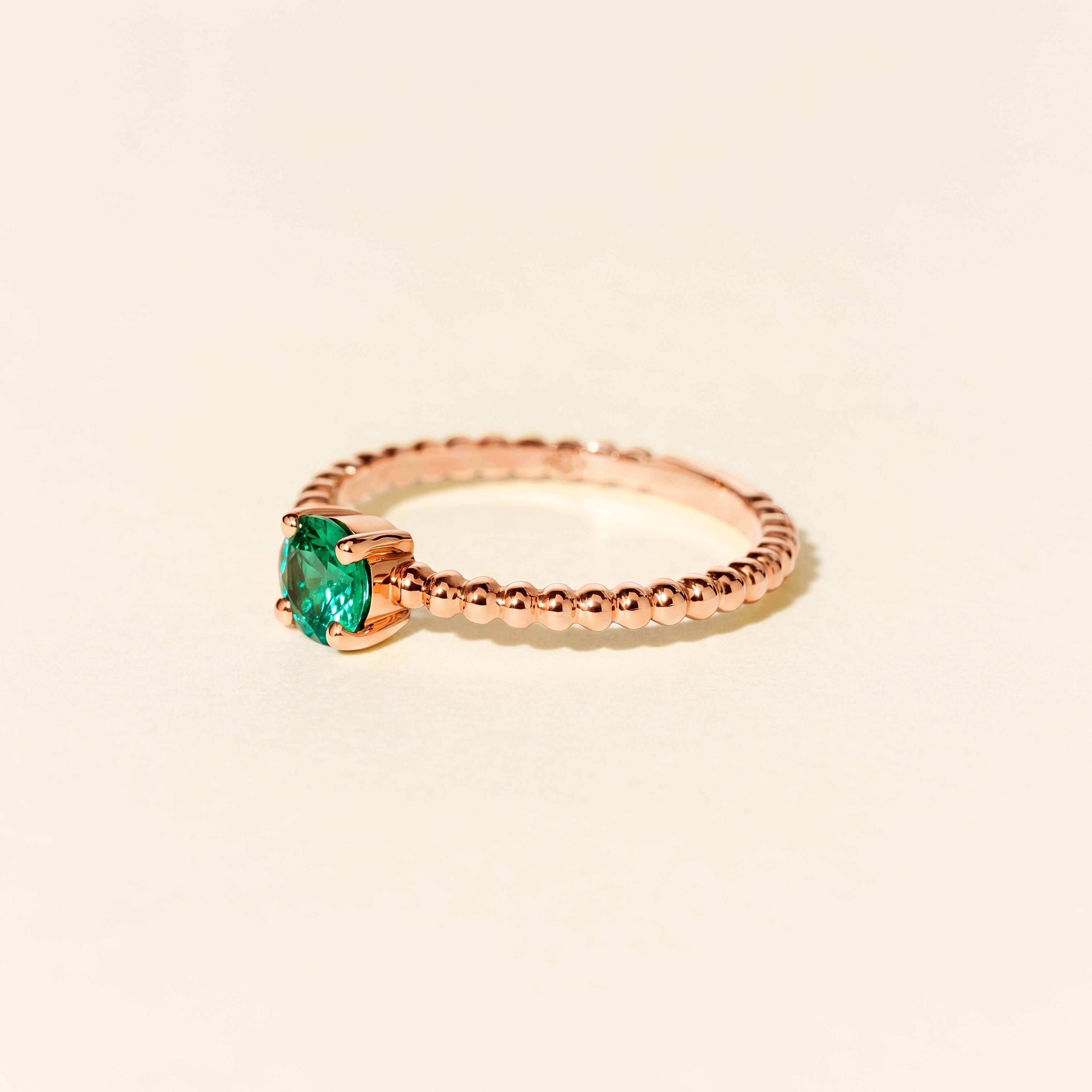 Alma Solitaire Emerald Ring - Rose Gold