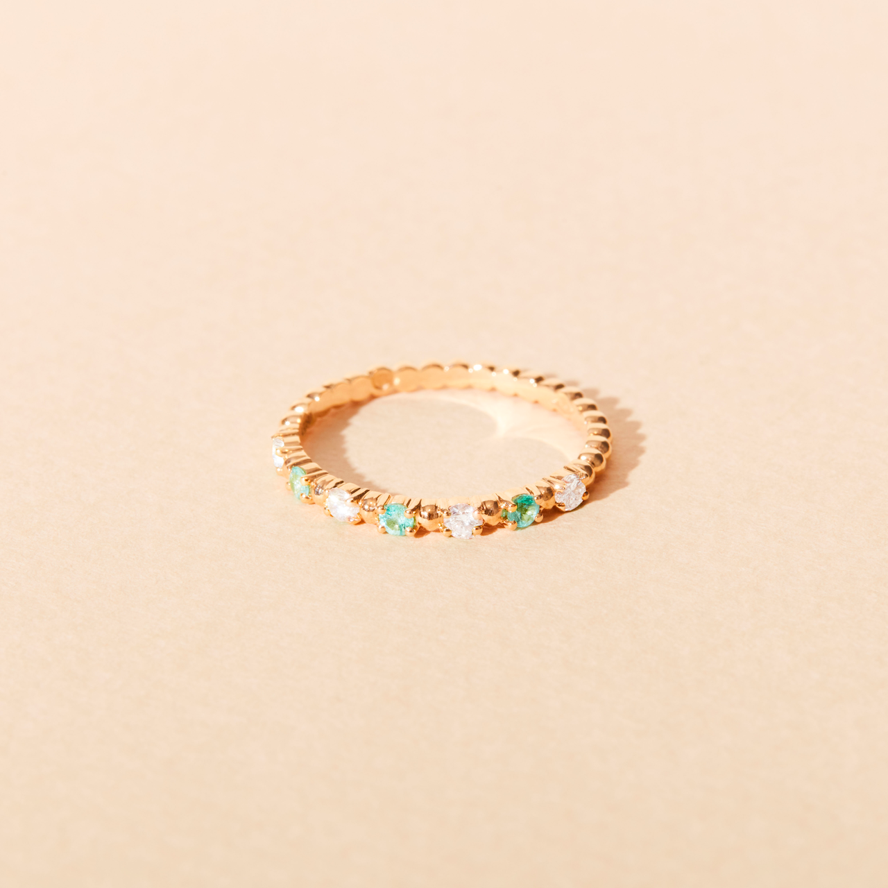 Alma Baby ring with Paraiba tourmaline and diamonds - Yellow gold