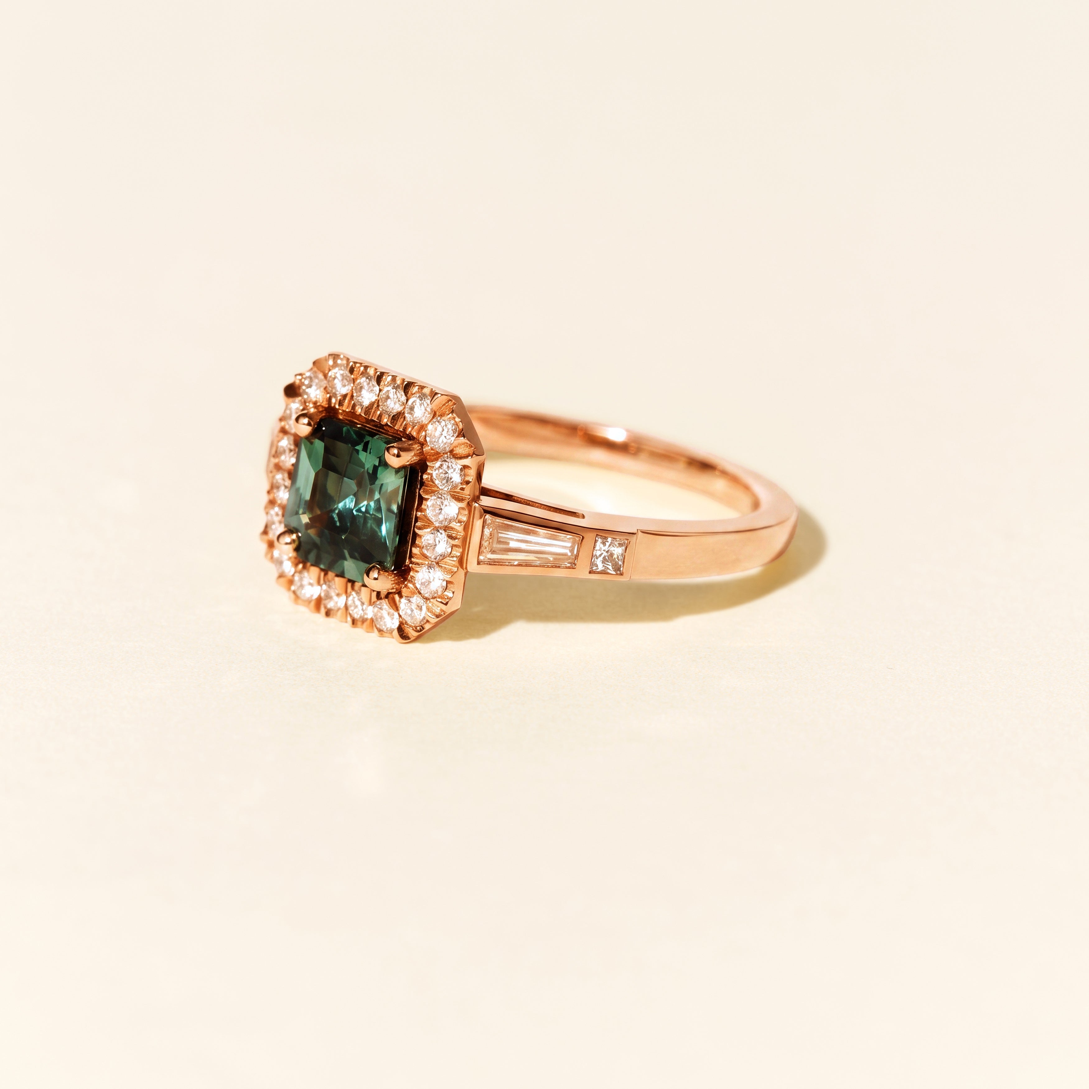 Bague Vegas saphir vert - Or rose