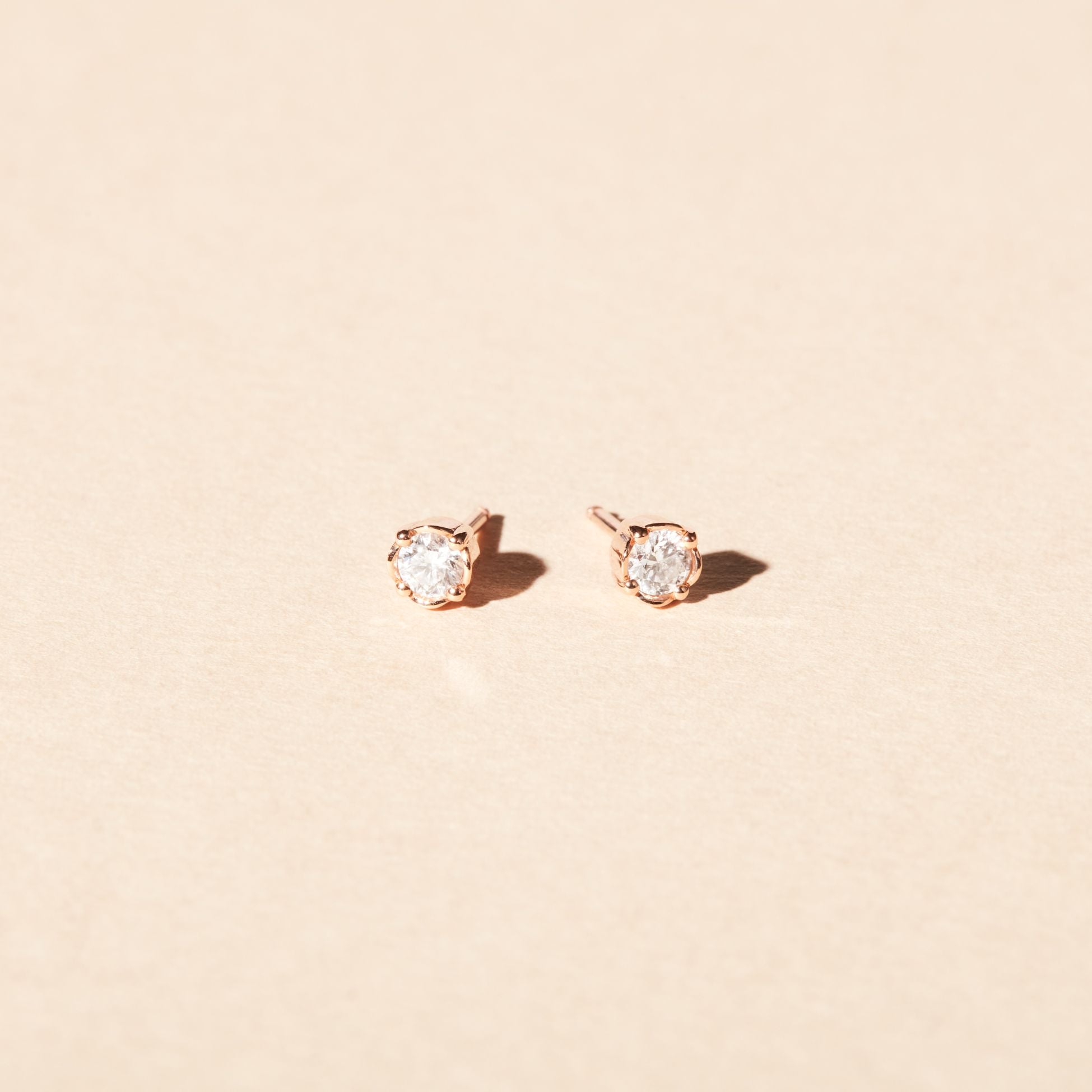 Boucles d'oreilles - Serti Pérouse - Diamants - Or rose