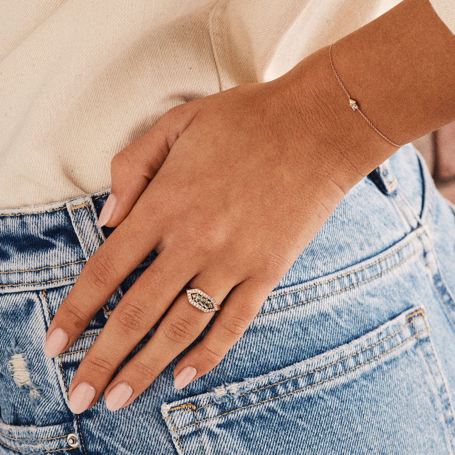 Bague Brooklyn saphirs verts - Or blanc