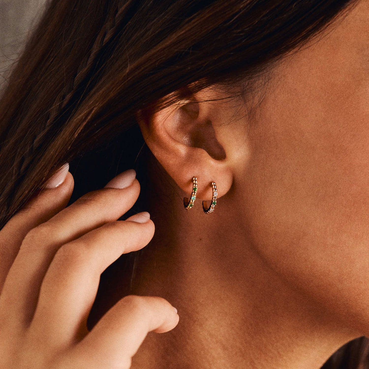 Boucles d'oreilles - Alma - Emeraude et diamants - Or jaune