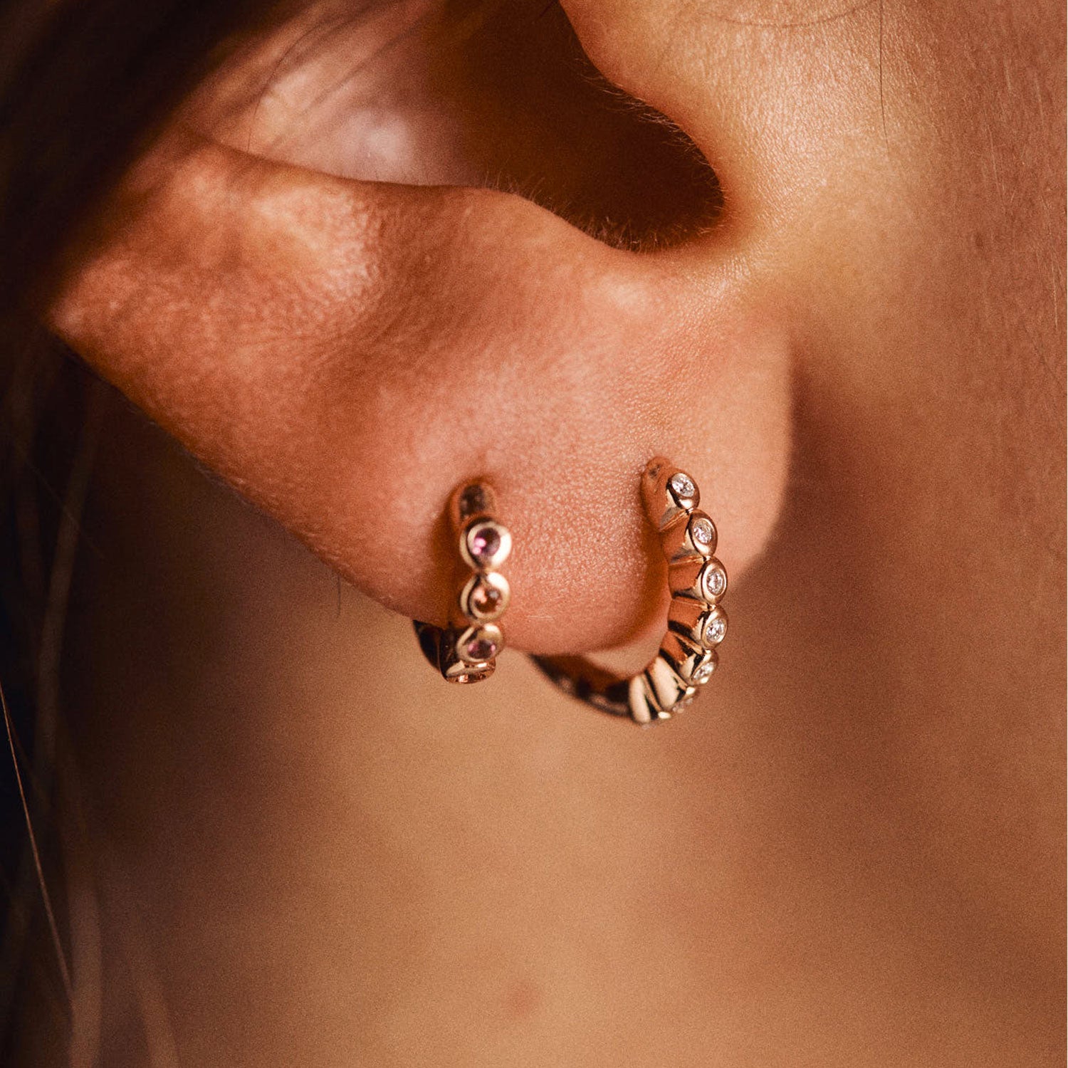 Boucles d'oreilles - Lys du Gange - Créoles - Or rose