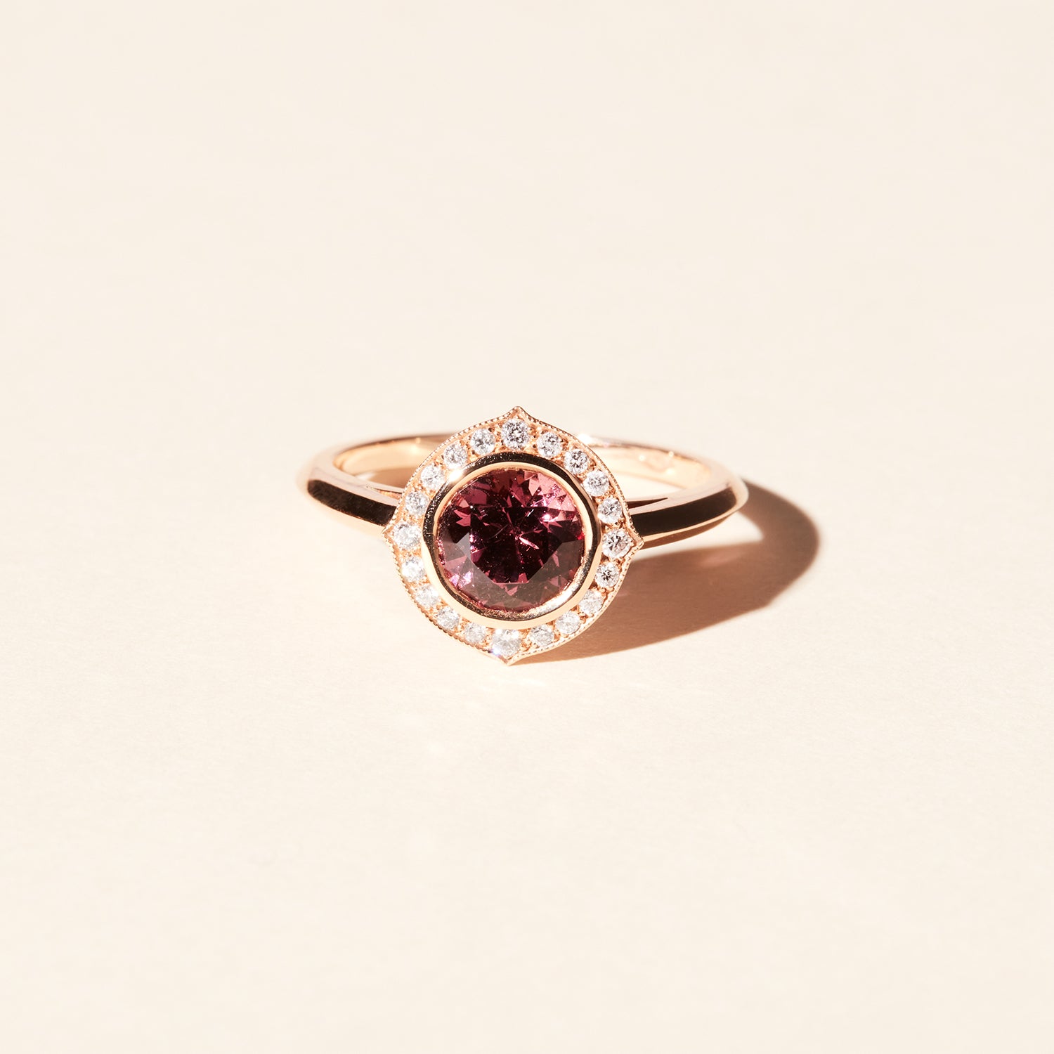 Bague Capri grenat - Or rose