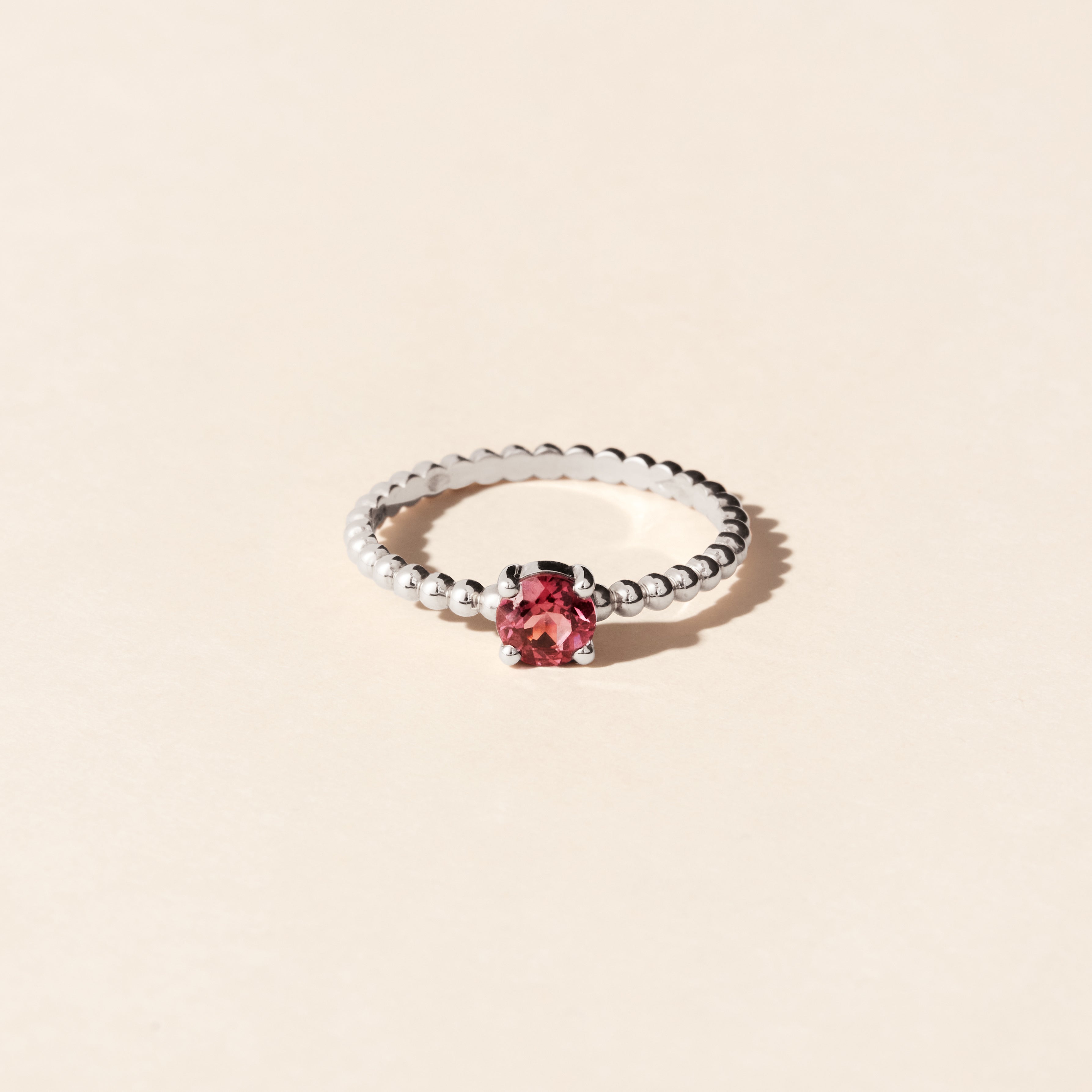 Alma Solitaire Ring with Rhodolite - White Gold