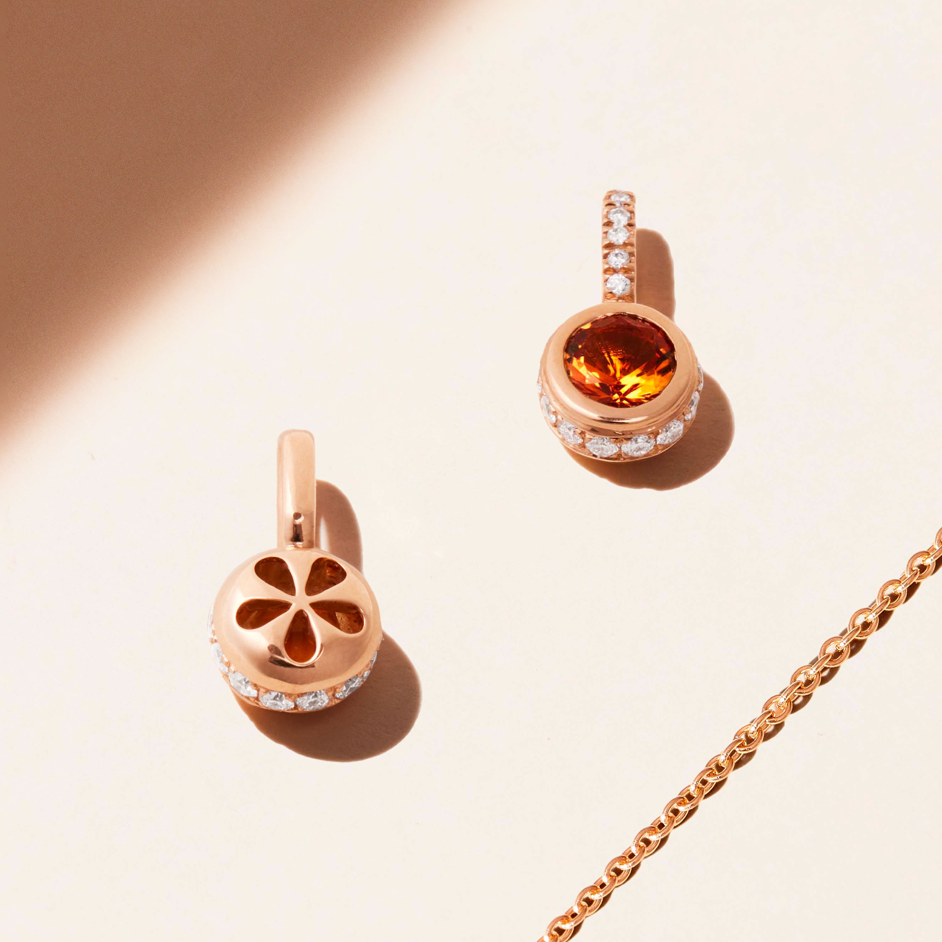 Pendentif - Jaïpur - Citrine et diamants - Or jaune