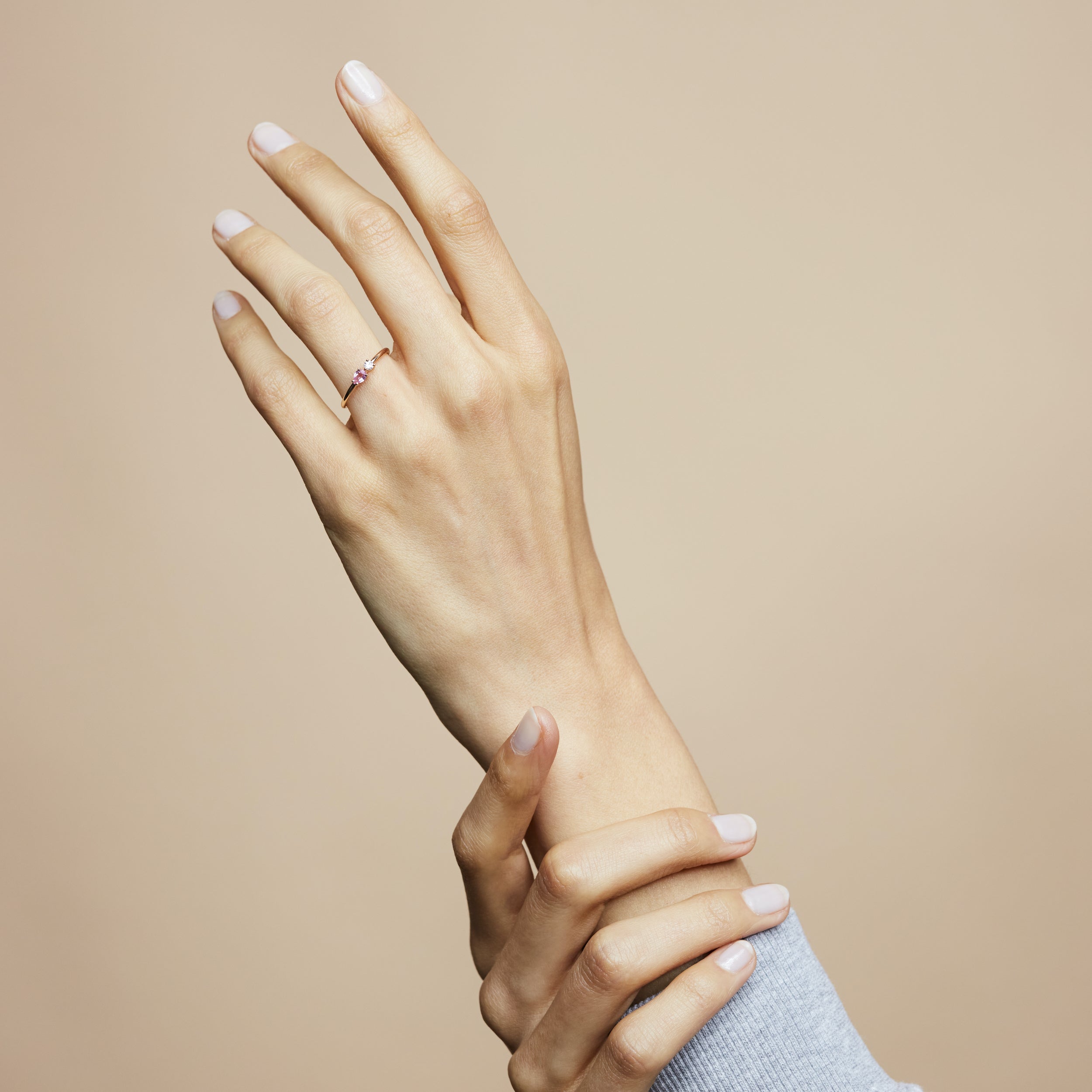 Bague Jasmin saphir rose et diamant - Or rose