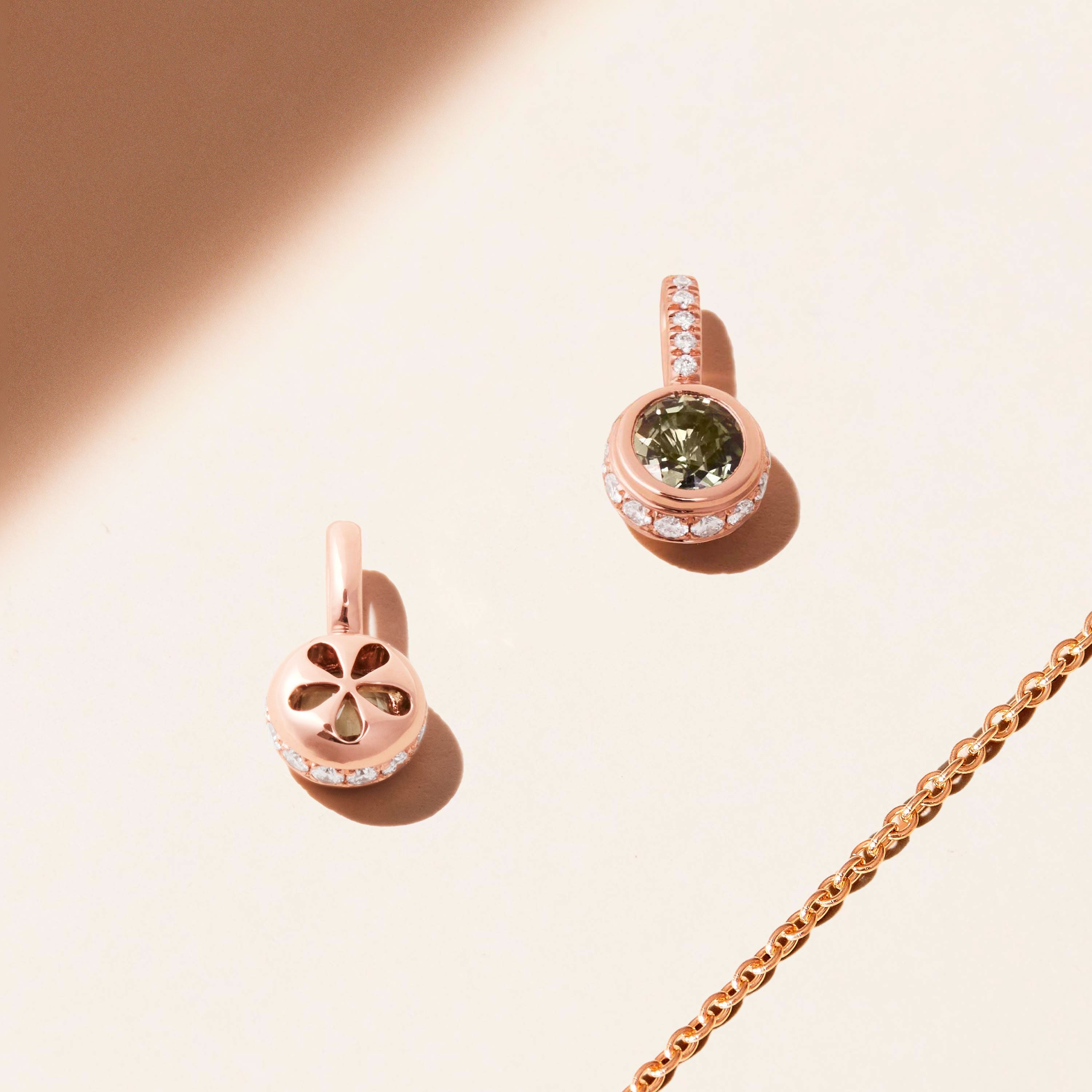 Pendentif - Jaïpur - Saphir vert - Or rose