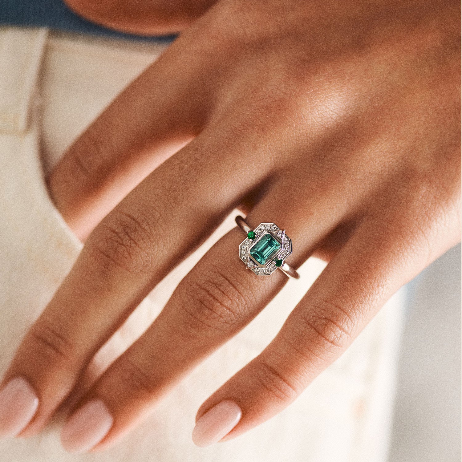 Bague Brooklyn Solitaire tourmaline - Or blanc