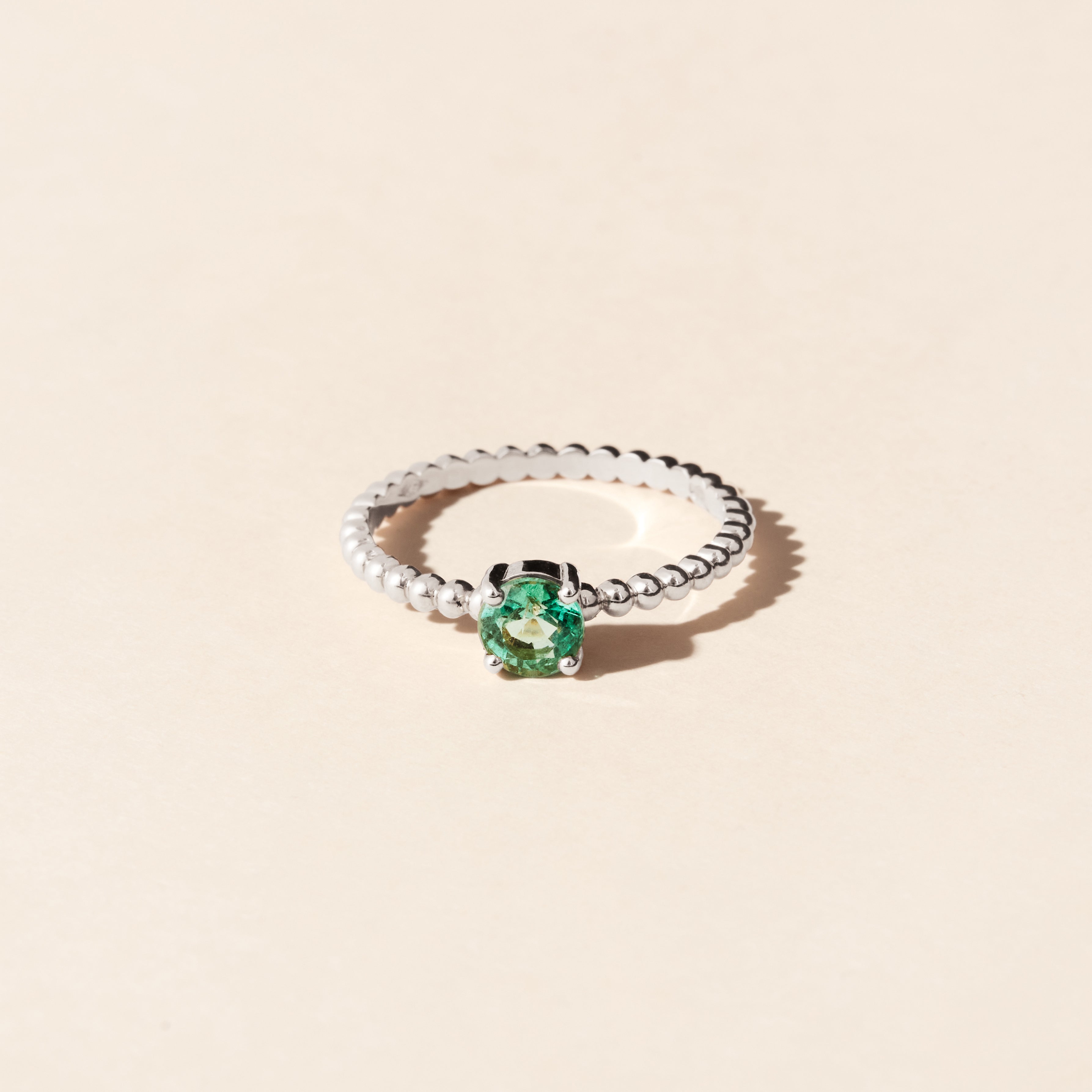 Alma Solitaire Emerald Ring - White Gold
