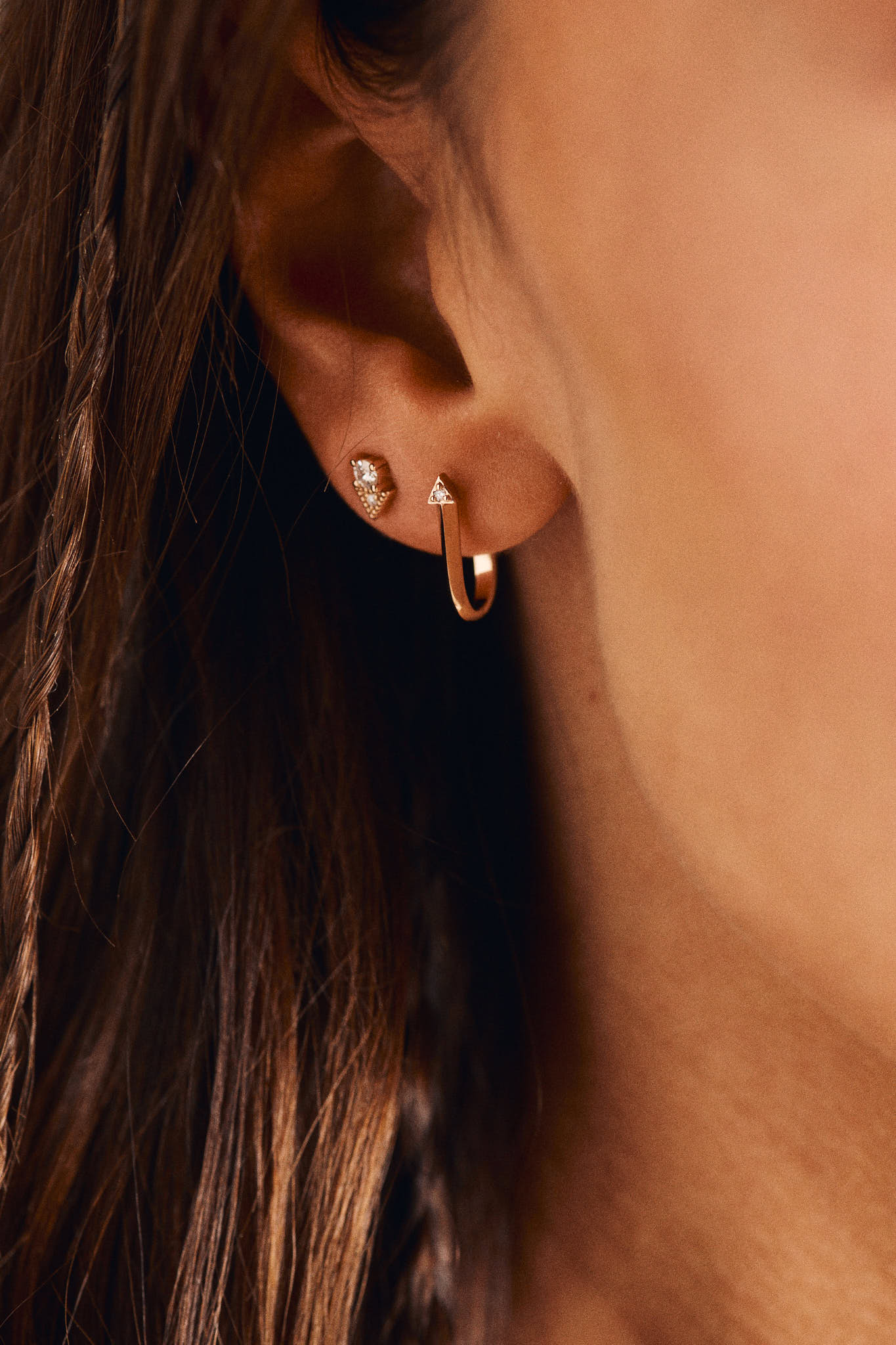 Puces d'oreilles - Brooklyn - Diamants - Or rose