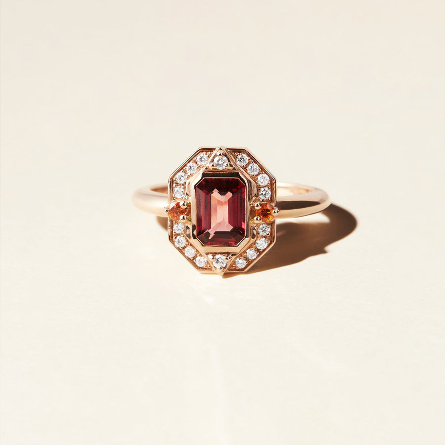 Solitaire Brooklyn - Or rose, spinelle et diamants