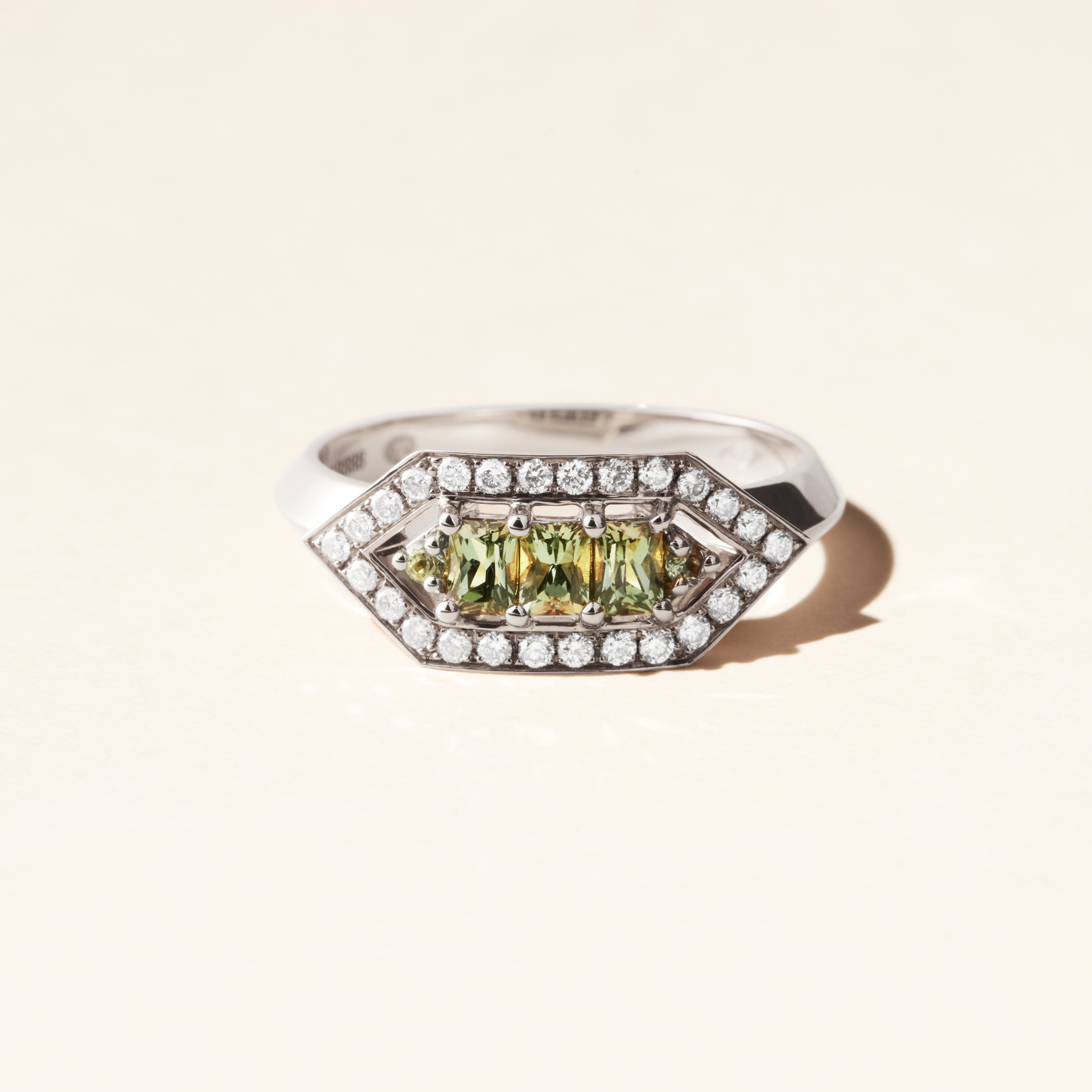 Bague Brooklyn saphirs verts - Or blanc