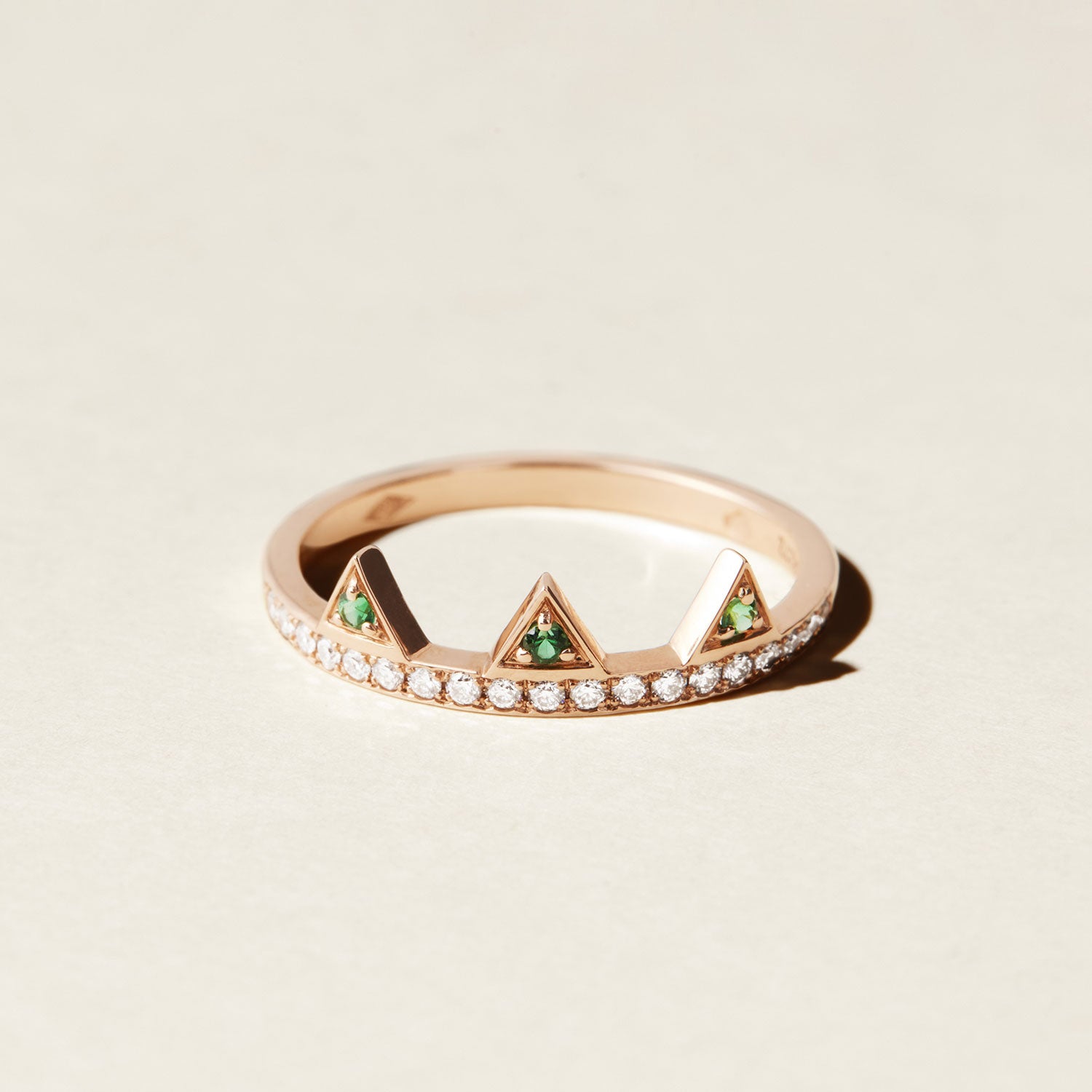 Bague Brooklyn baby émeraudes et diamants - Or rose