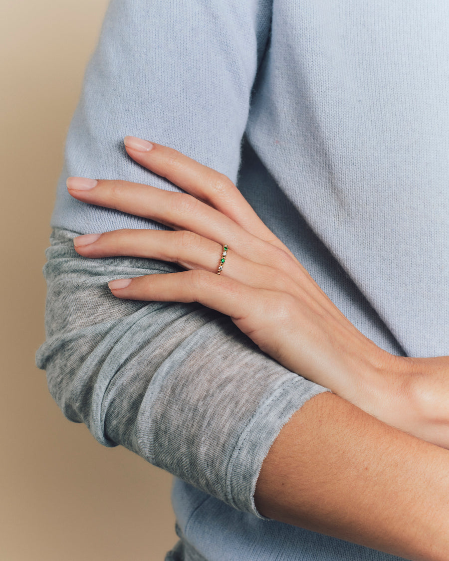 Bague Alma - émeraudes et diamants