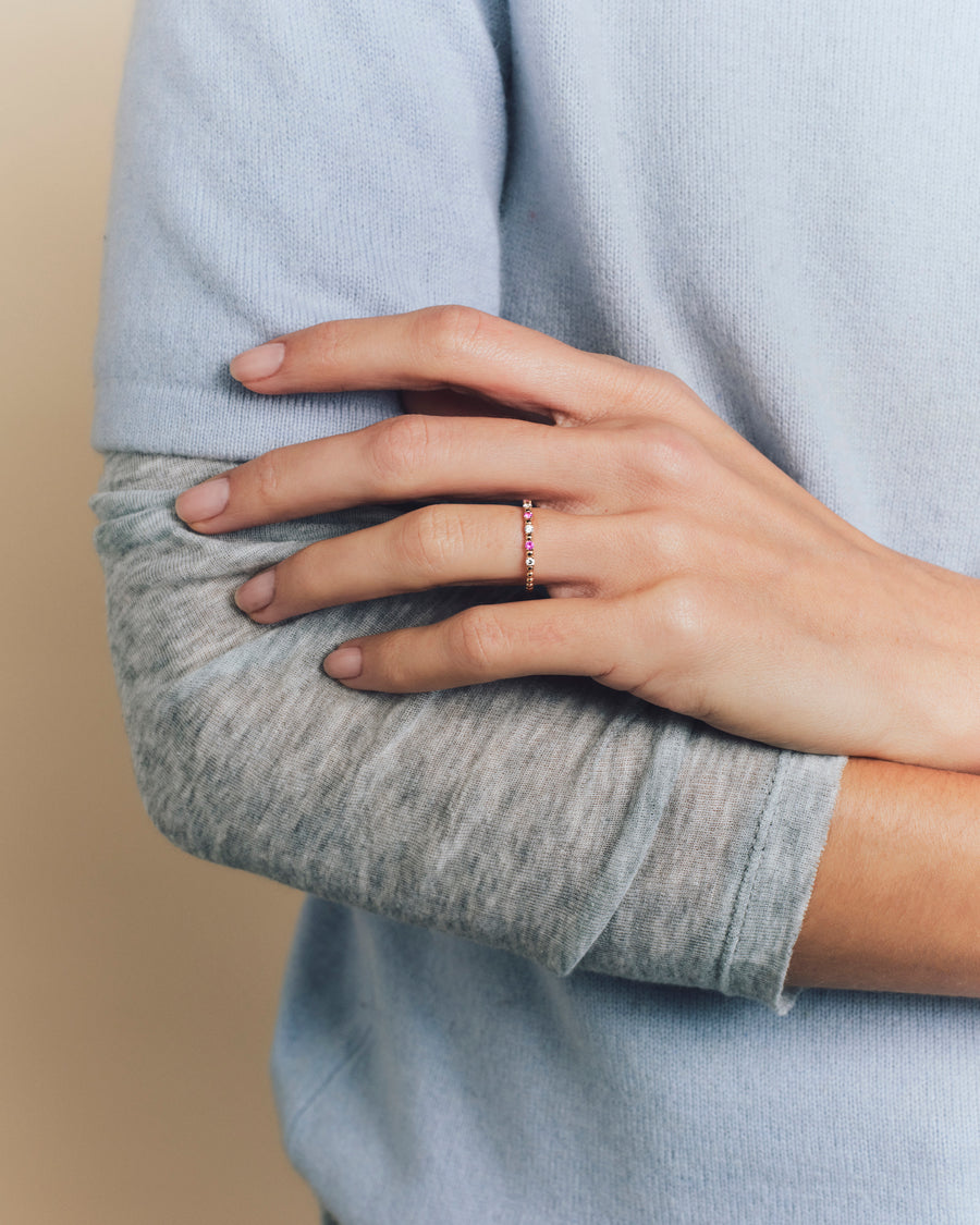 Bague Alma - saphirs roses et diamants