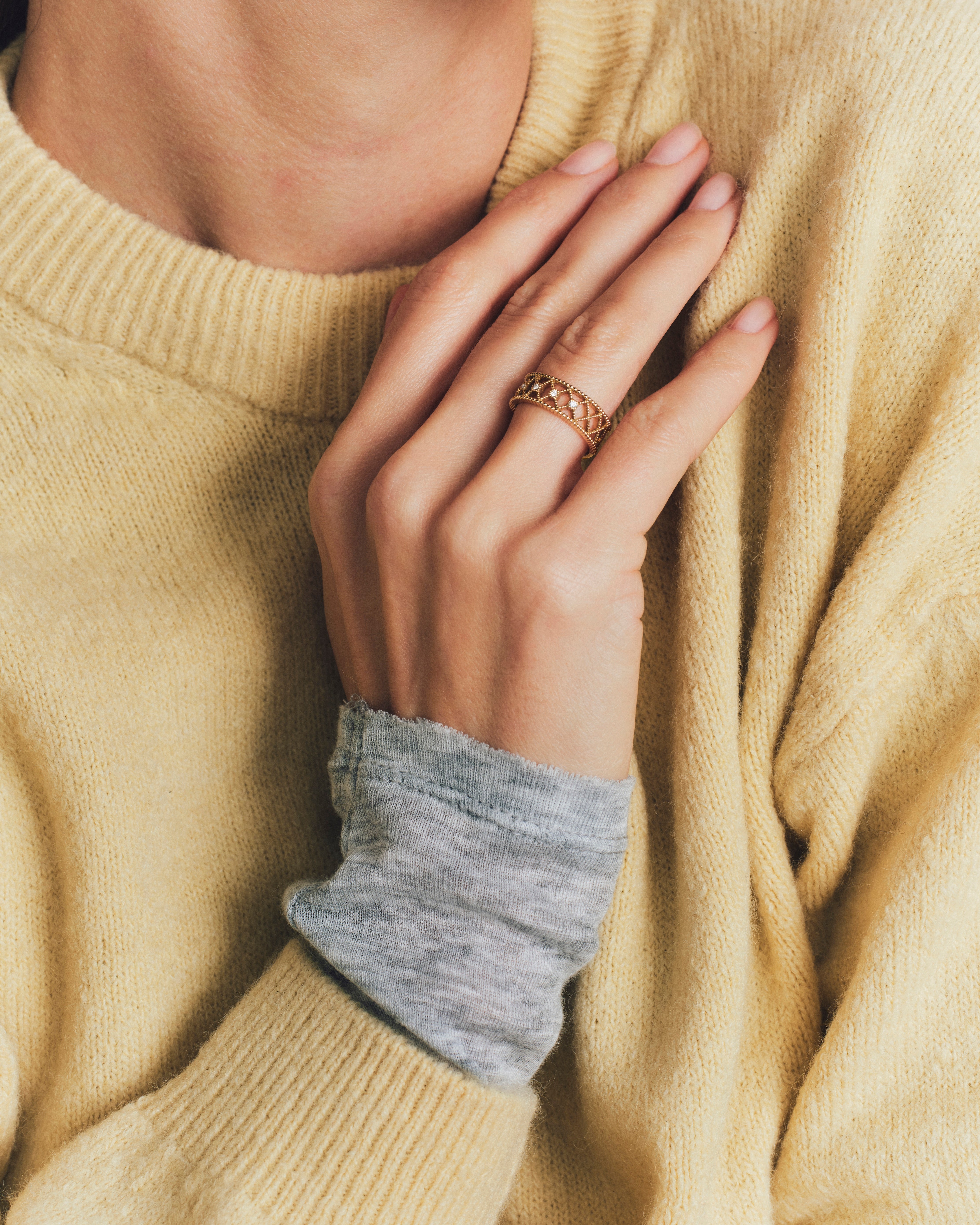 Bague Blanche perlée PM - Or blanc