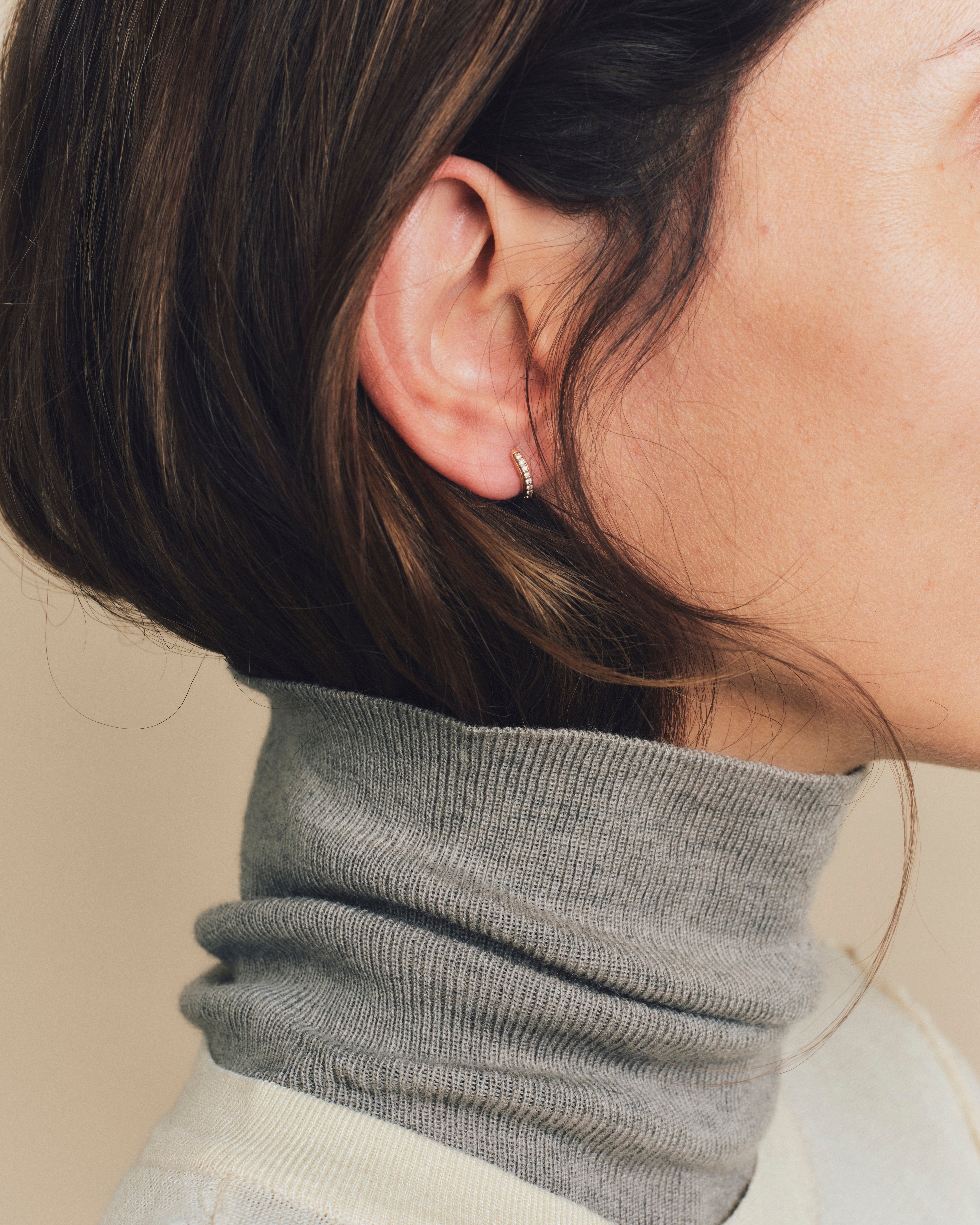 Boucles d'oreilles - Hibiscus - Baby créoles - Or blanc