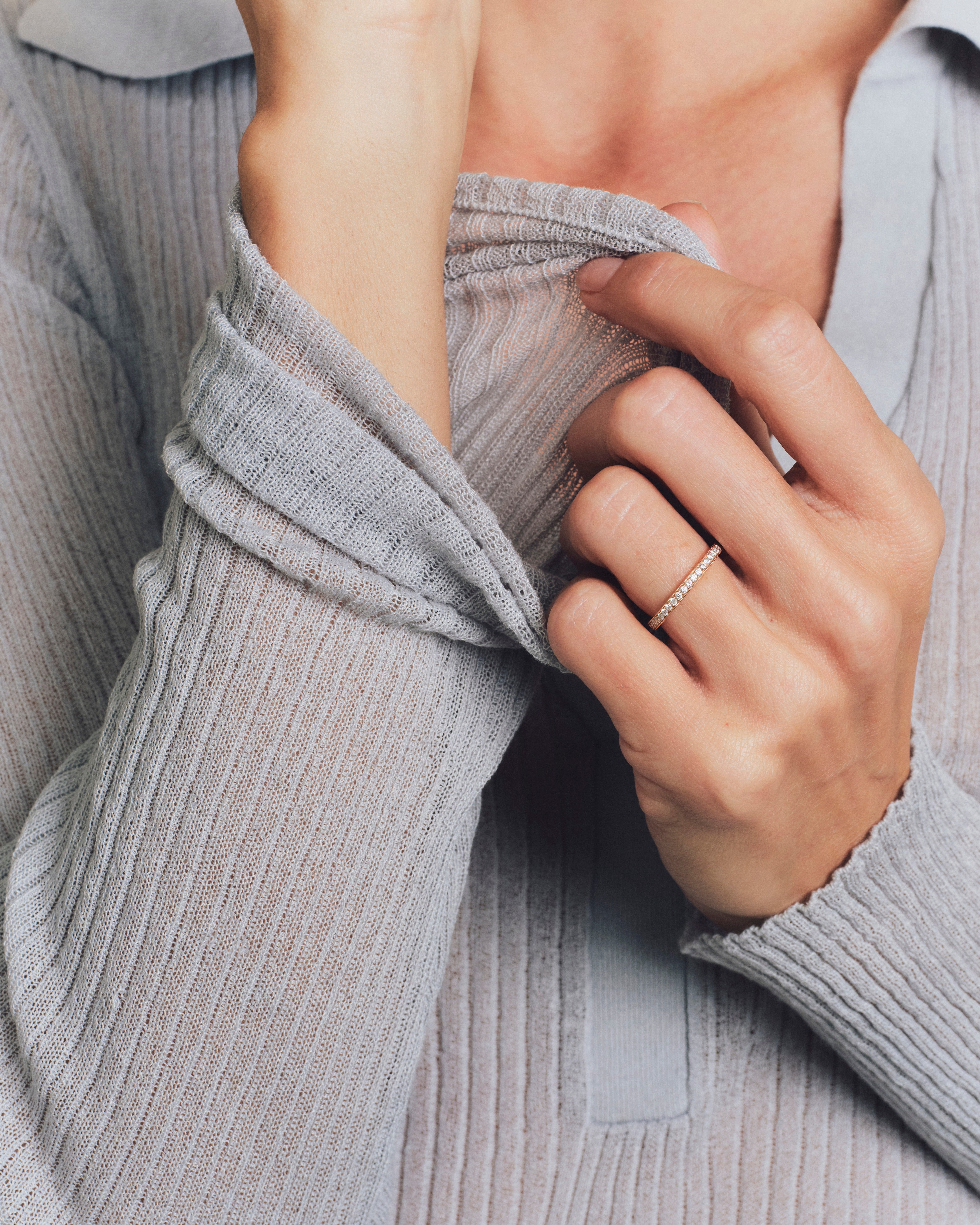 Alliance Cosmos diamants serti millegrain 2.15mm - Or blanc