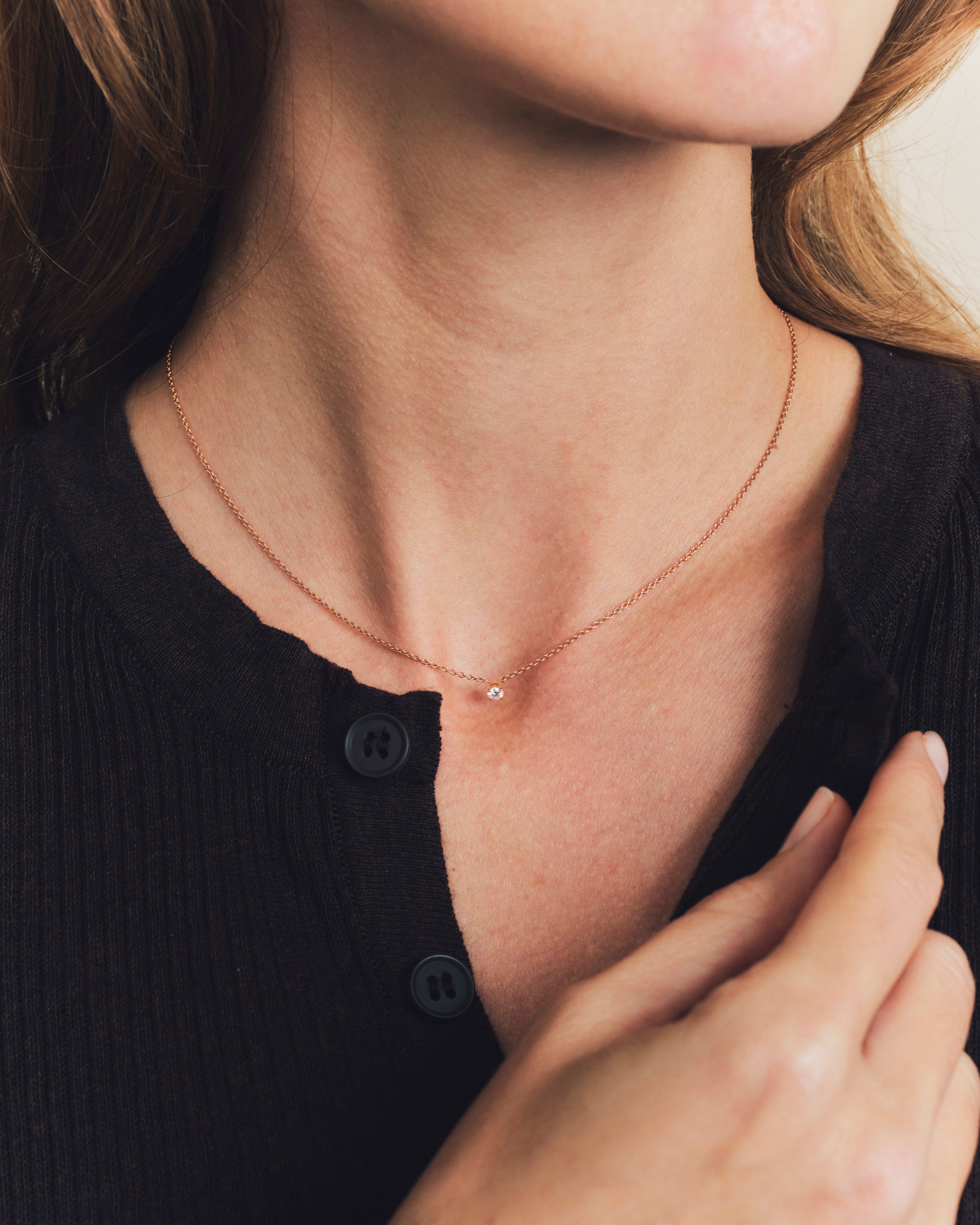 Collier - Hibiscus - Diamant baby - Or rose