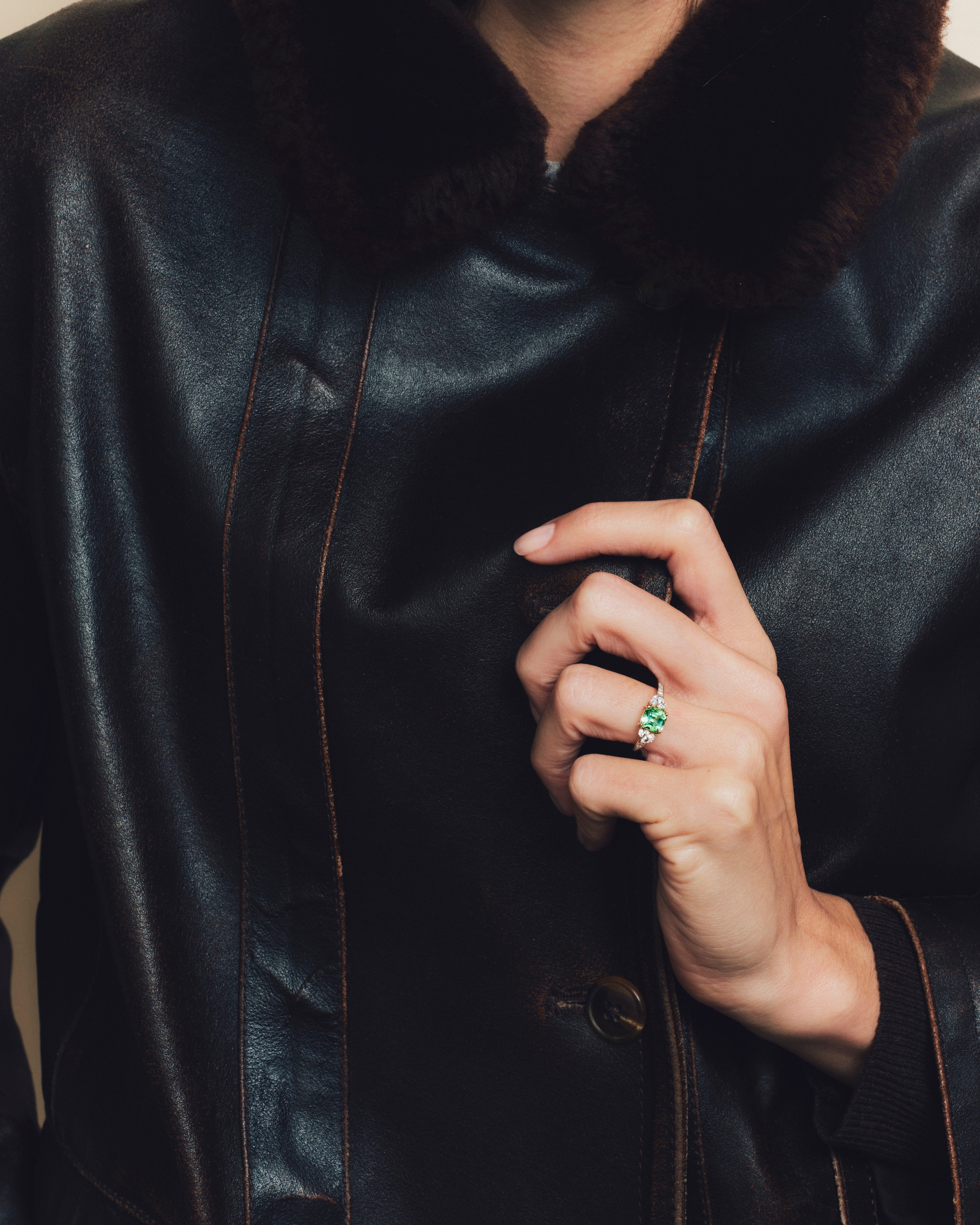 Bague Lotus des Indes tourmaline et diamants - Or rose