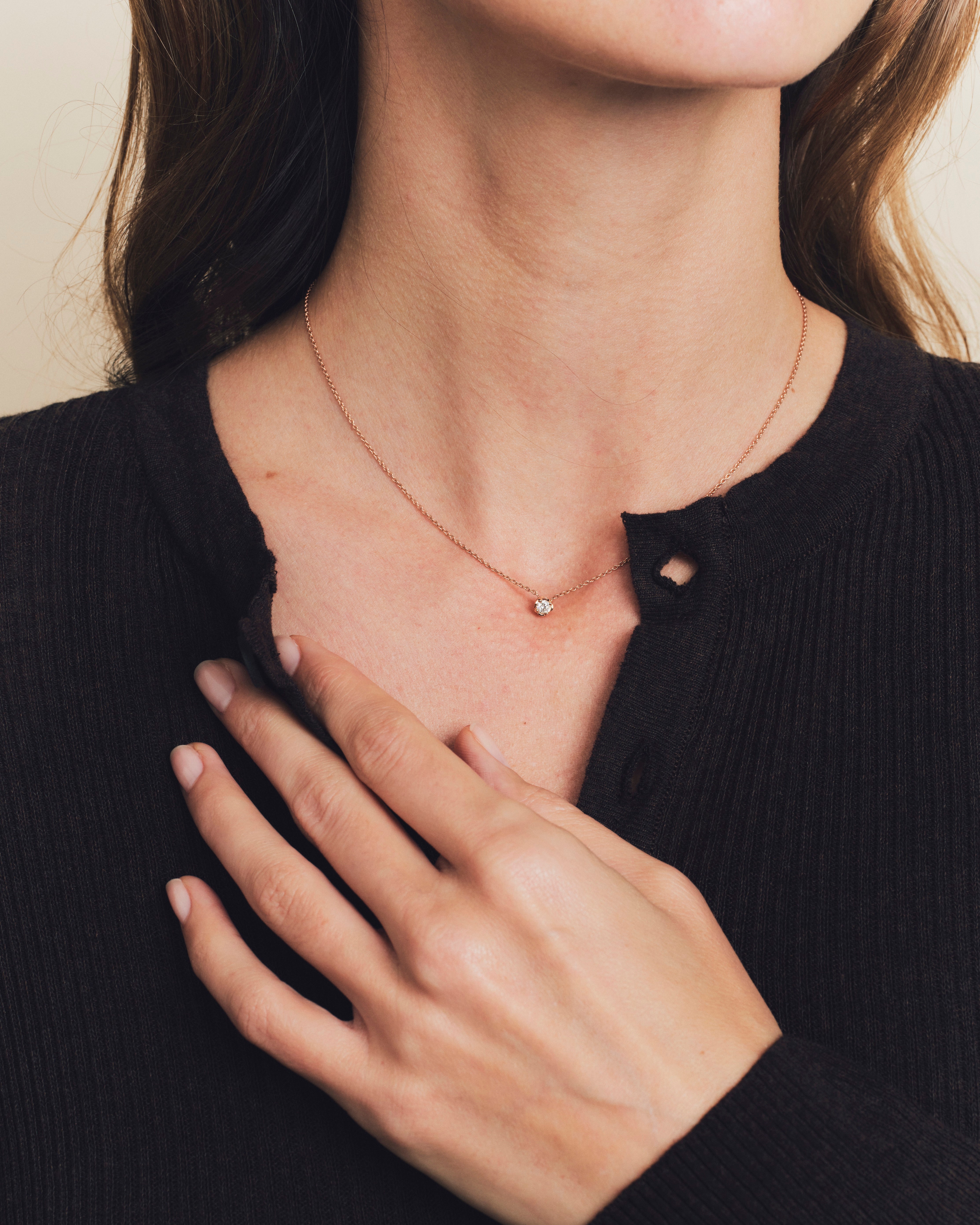 Collier - Serti Pérouse - Diamant 0.20 ct - Or blanc