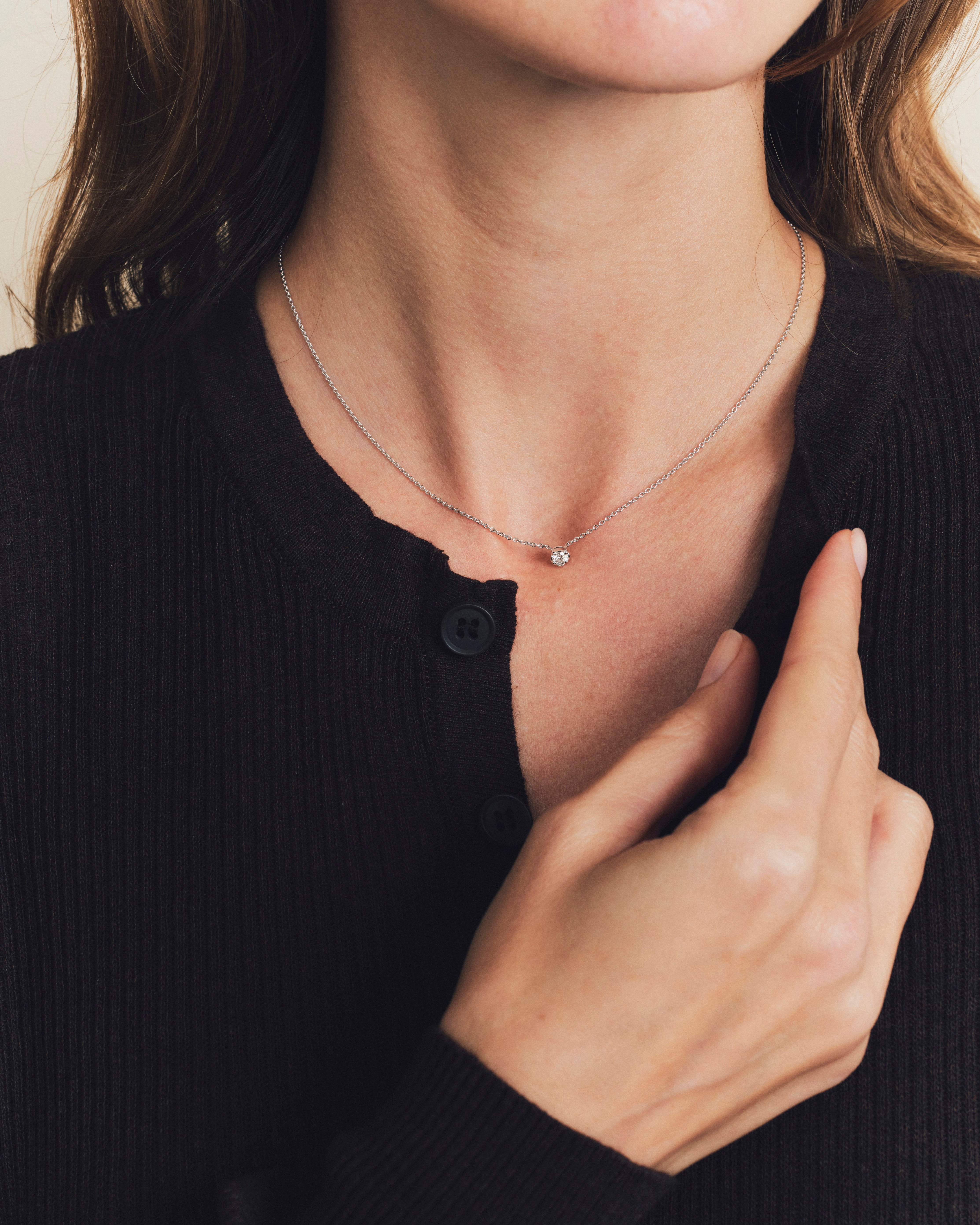 Collier - Serti Pérouse - Diamant 0.25 ct - Or blanc