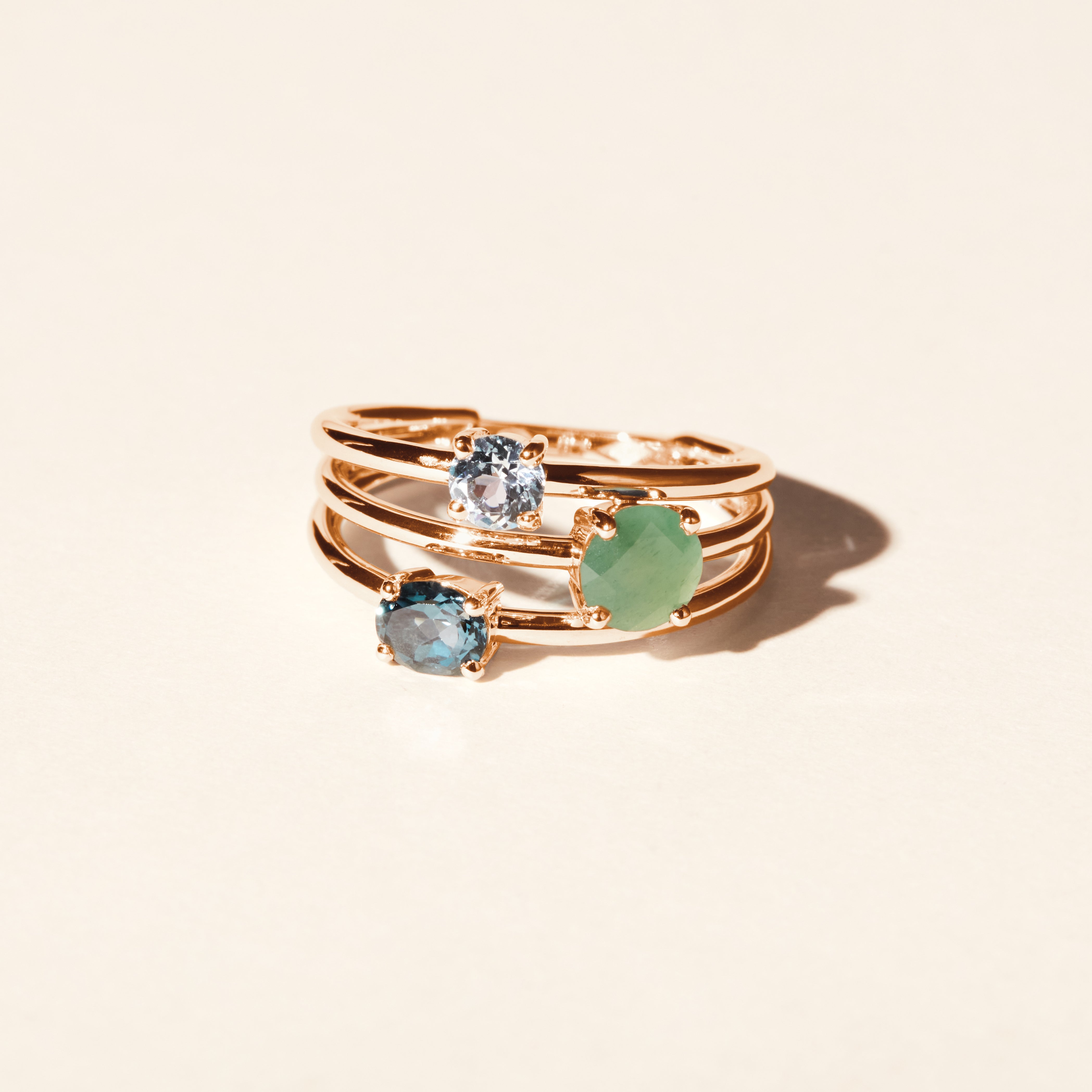 Alma Trio aventurine topaz ring - Rose gold