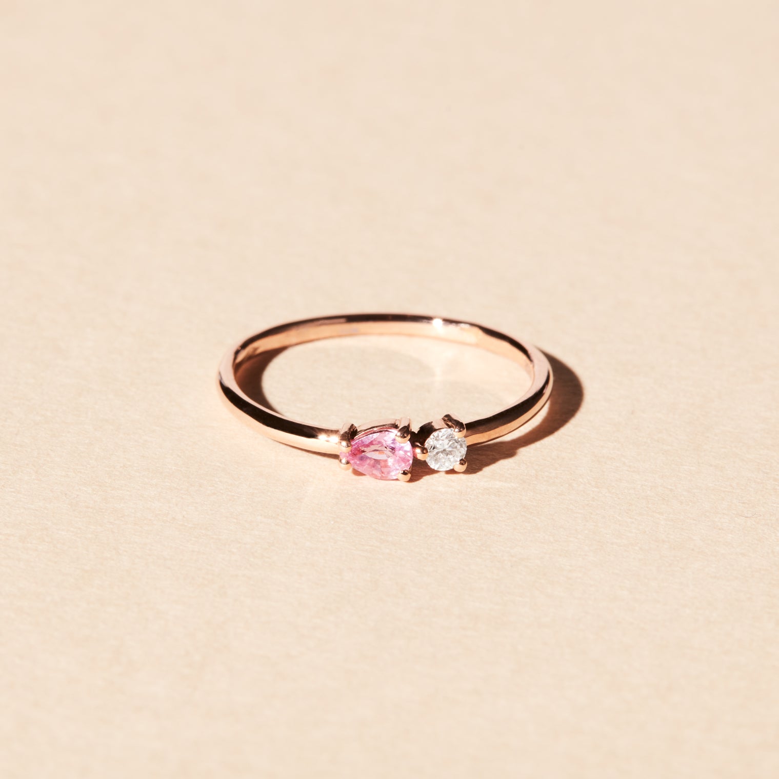 Bague Jasmin saphir rose et diamant - Or rose