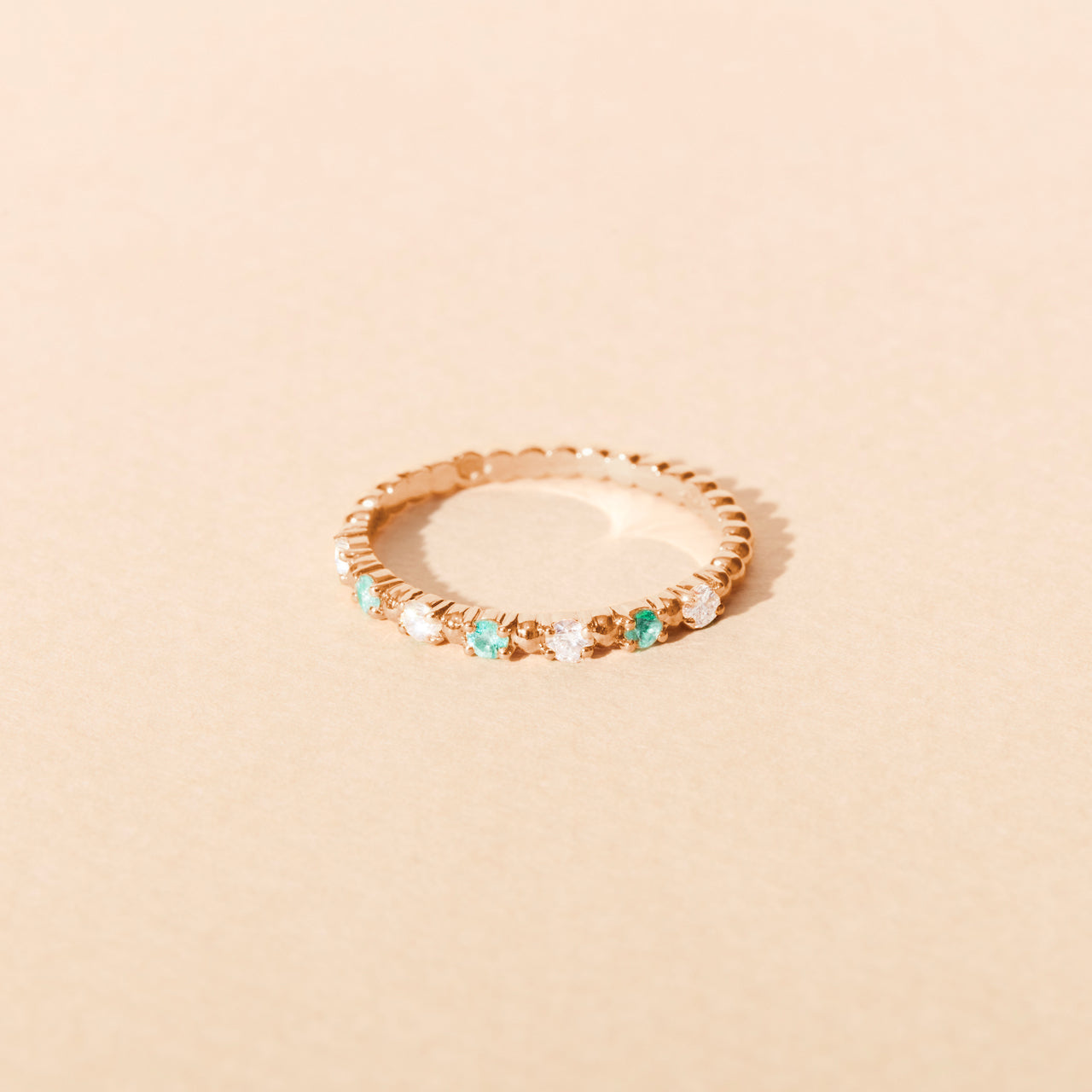 Alma Baby ring with Paraiba tourmaline and diamonds - Rose gold