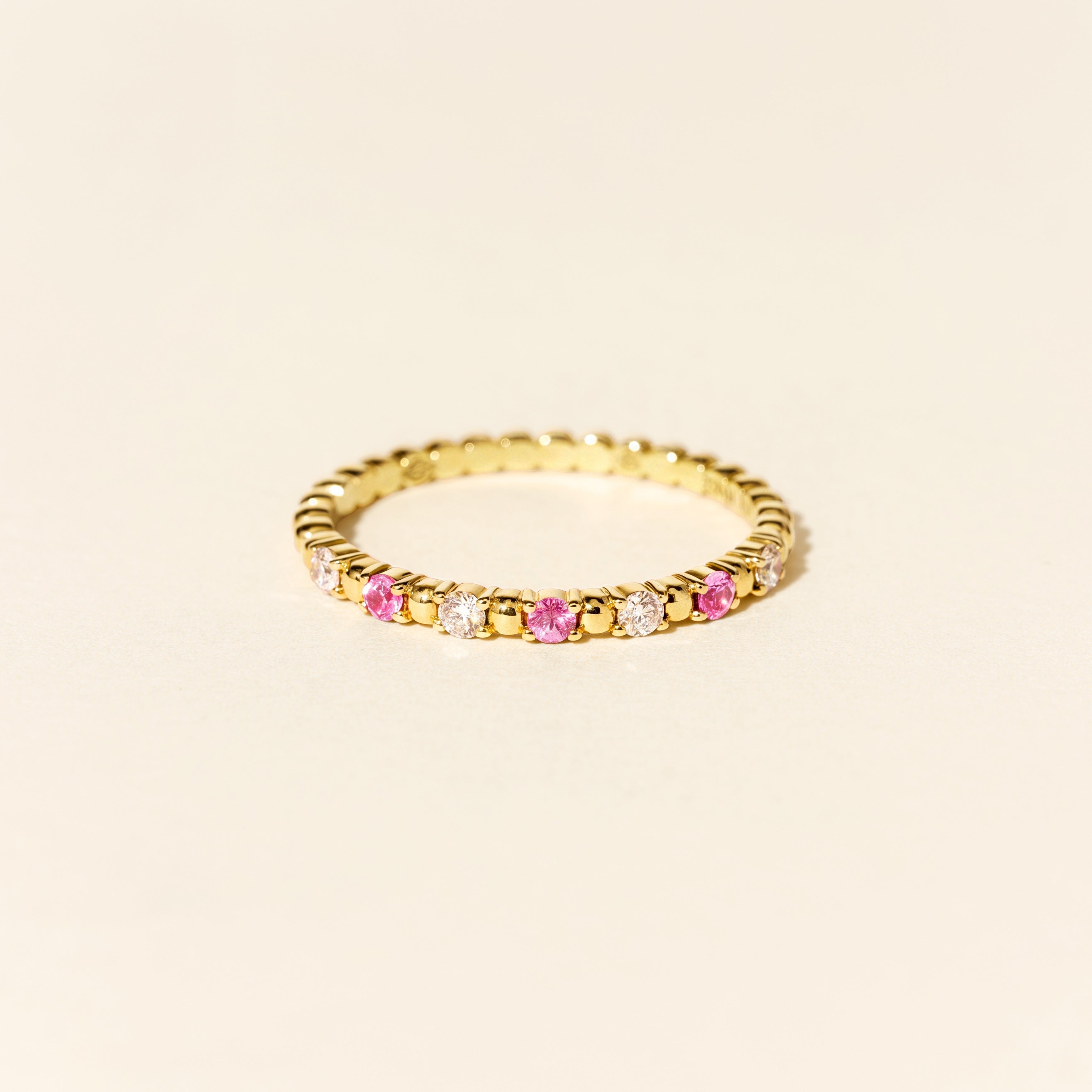 Bague Alma Baby saphir rose et diamants - Or jaune