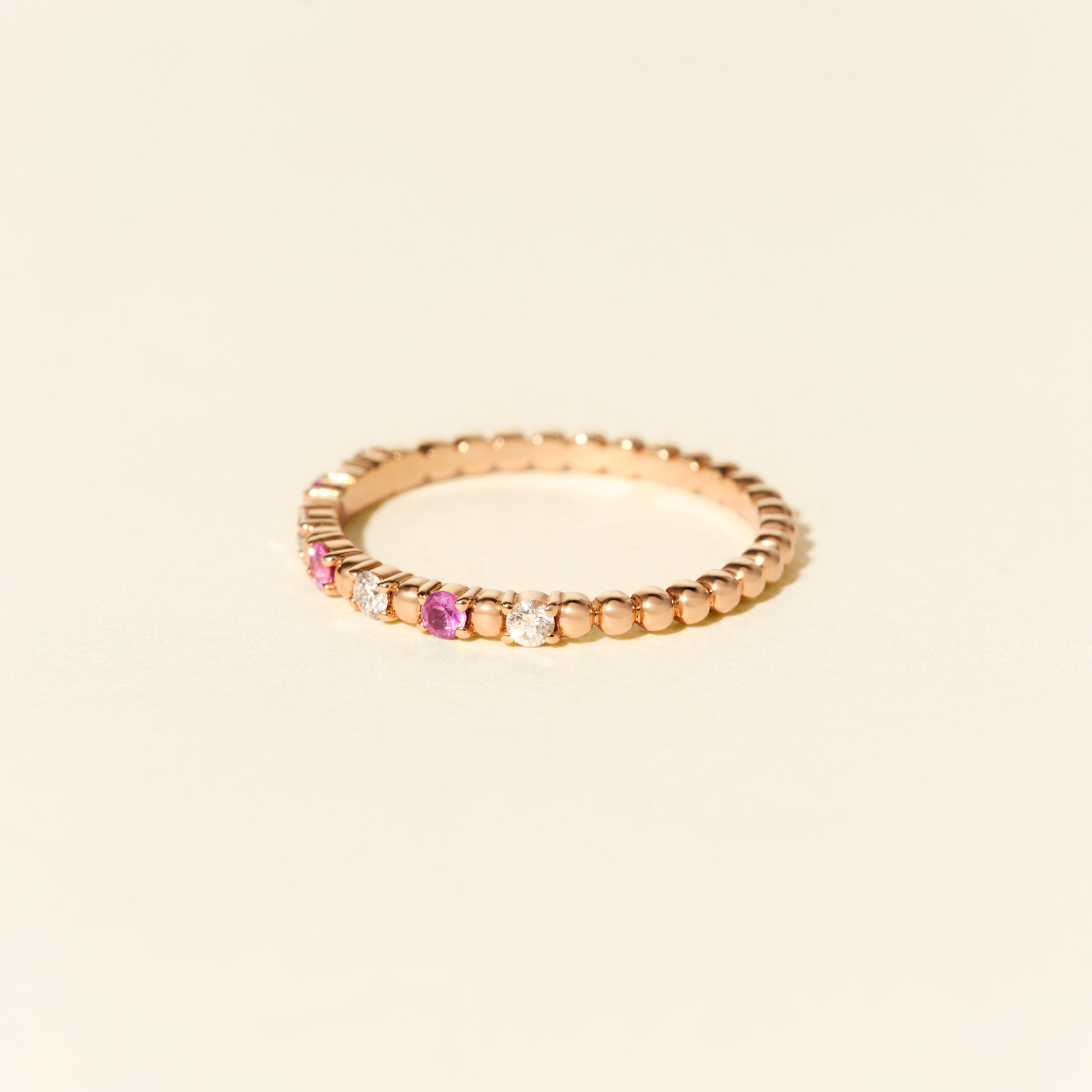 Bague Alma Baby saphir rose et diamants - Or rose