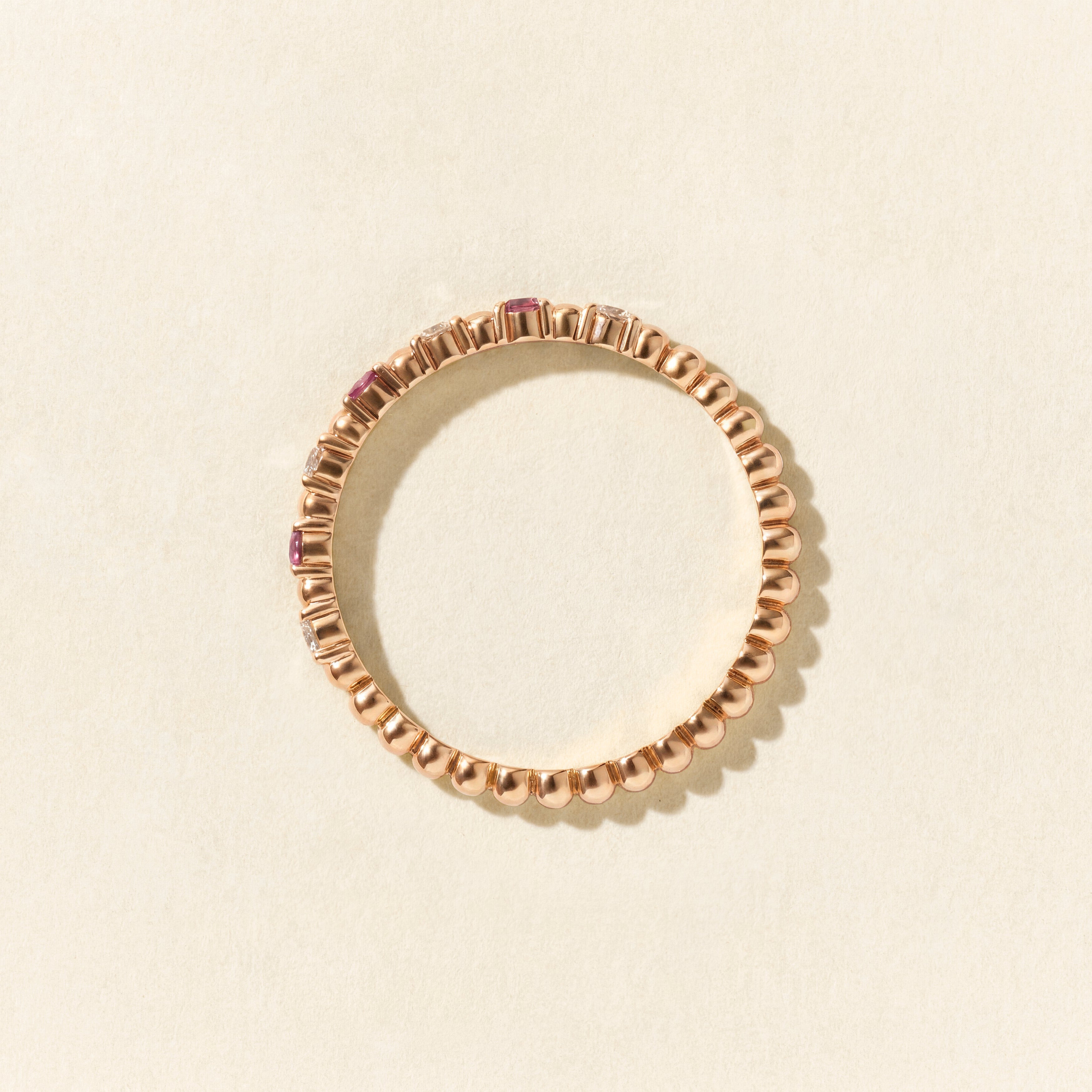 Bague Alma Baby saphir rose et diamants - Or rose