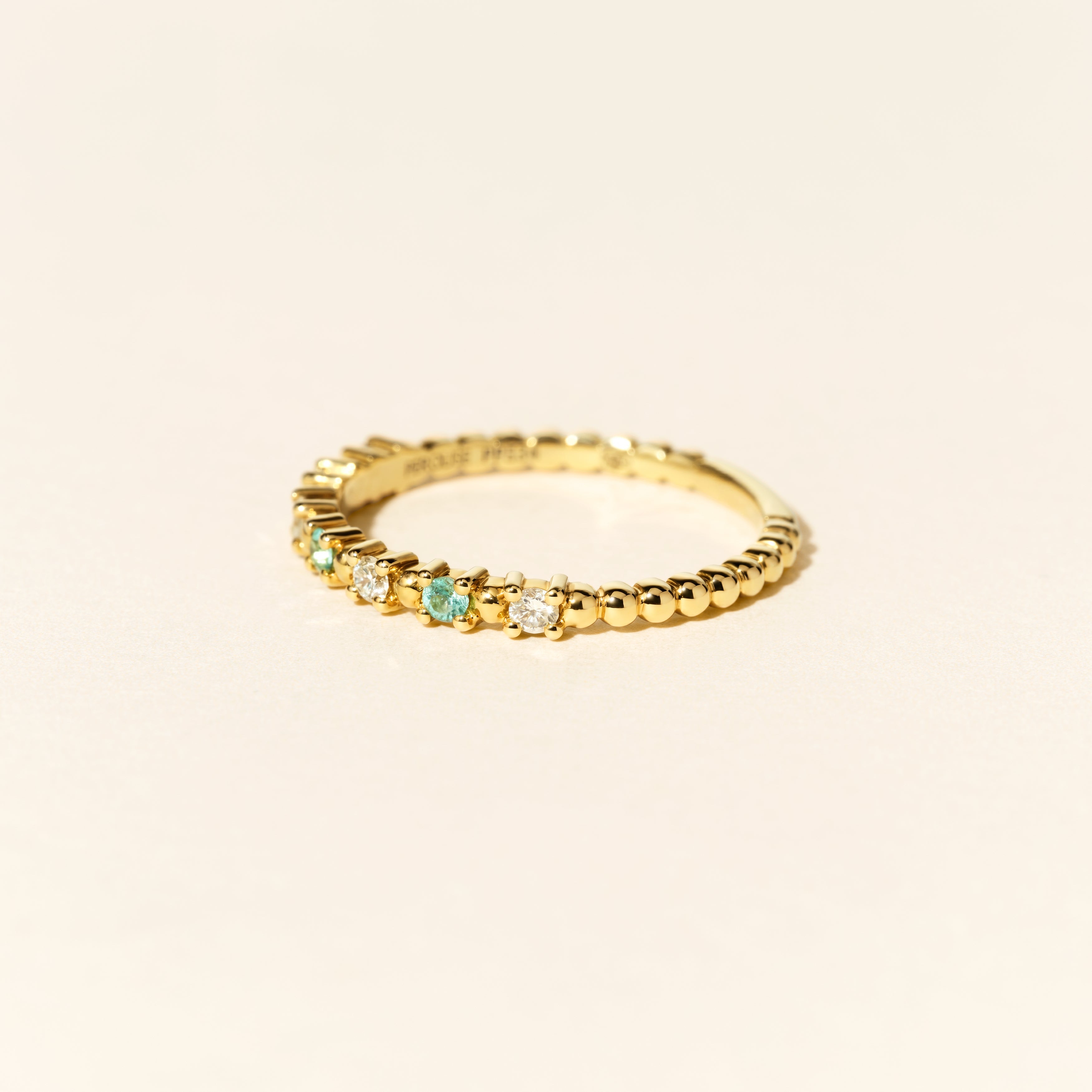 Bague Alma Baby tourmaline paraiba et diamants - Or jaune