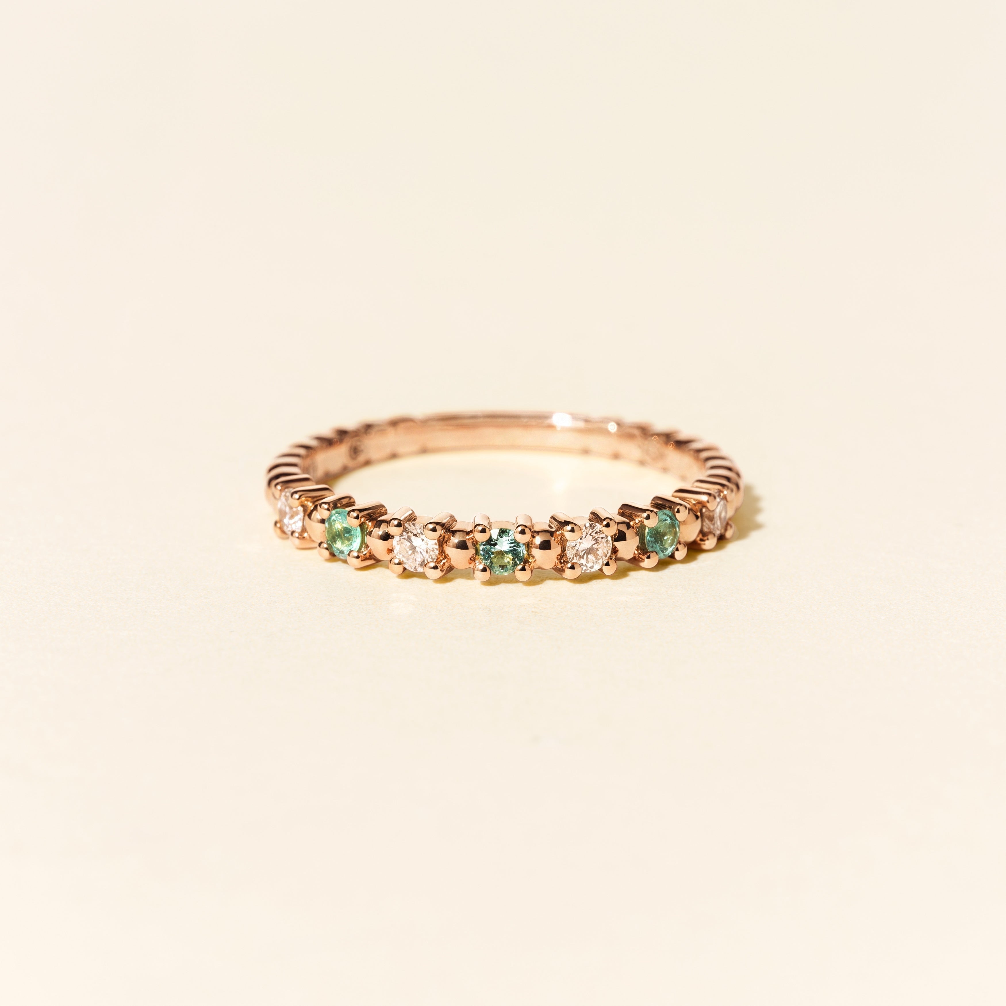 Bague Alma Baby tourmaline paraiba et diamants - Or rose