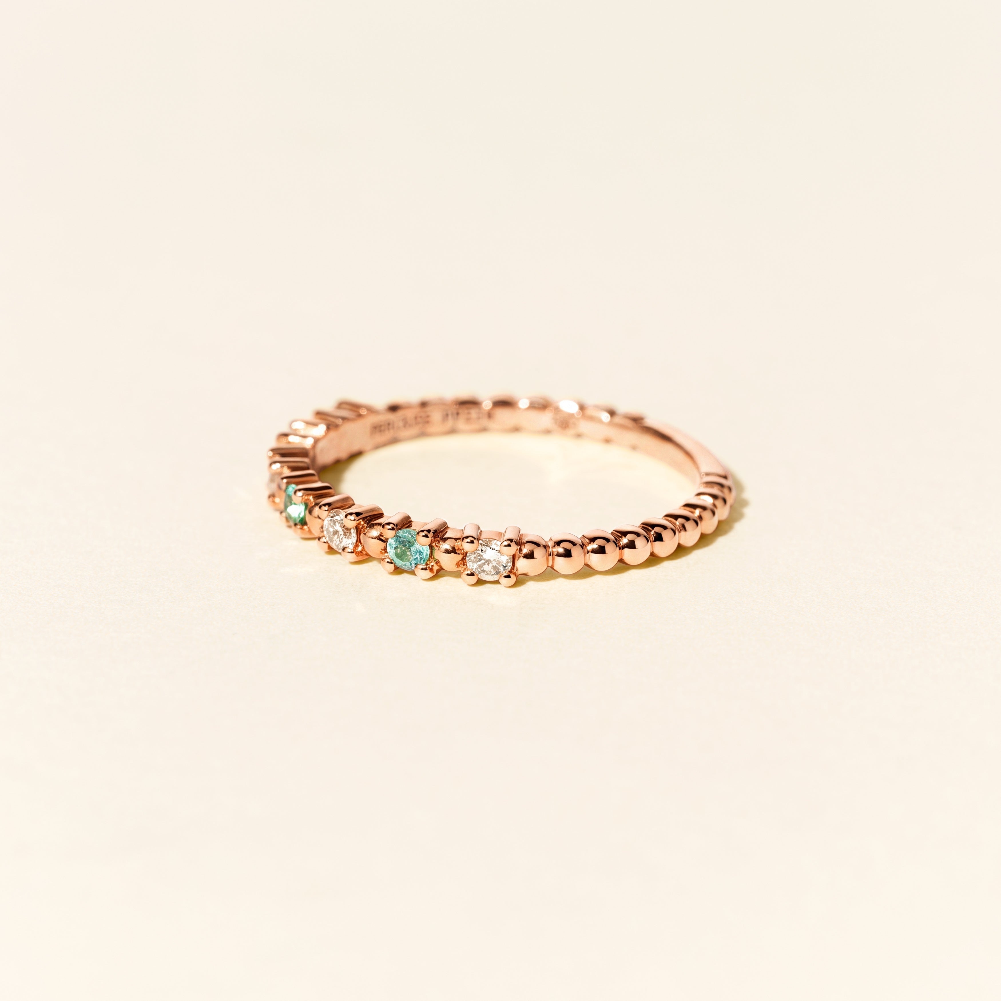 Bague Alma Baby tourmaline paraiba et diamants - Or rose