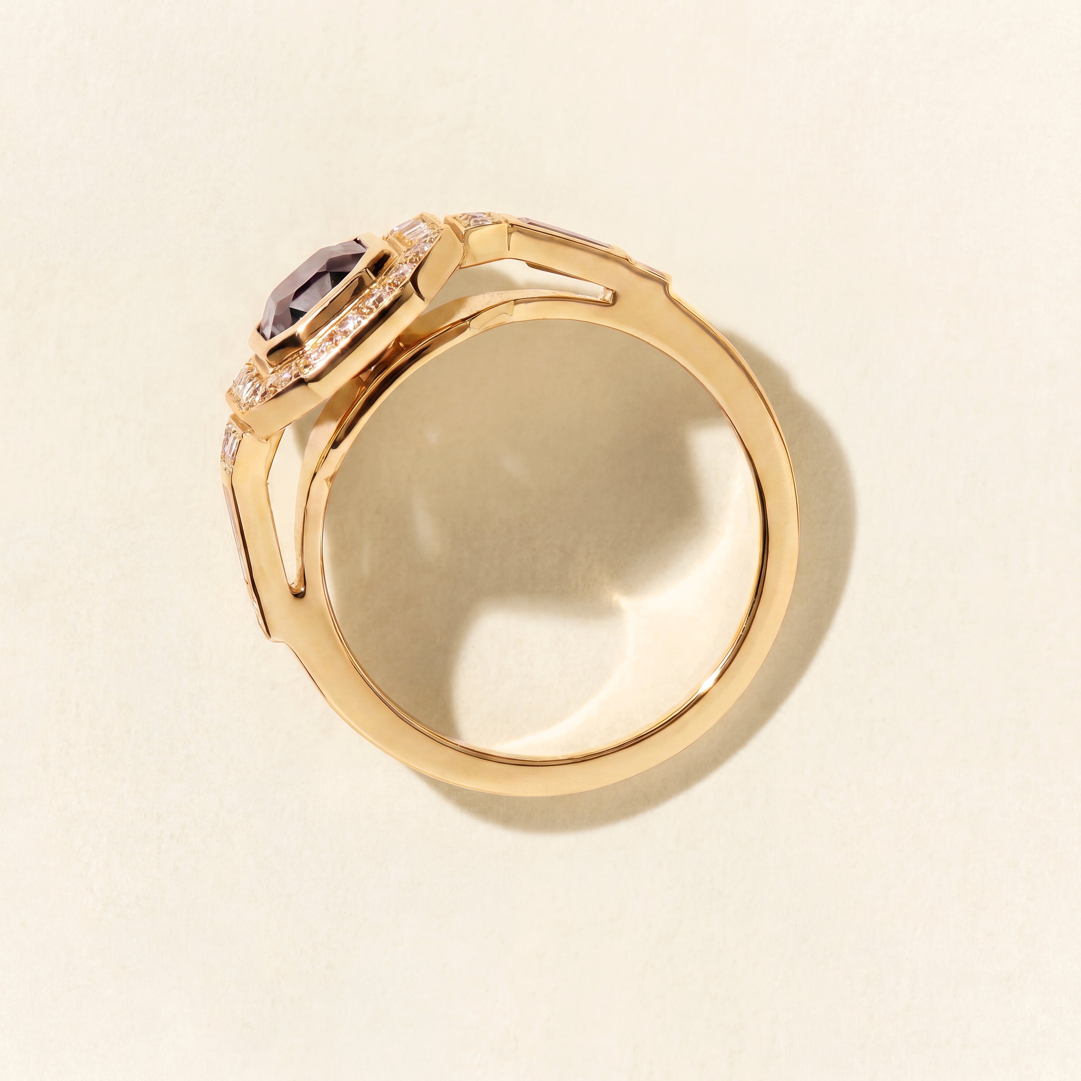 Bague Art déco spinelle et diamants GM - Or jaune