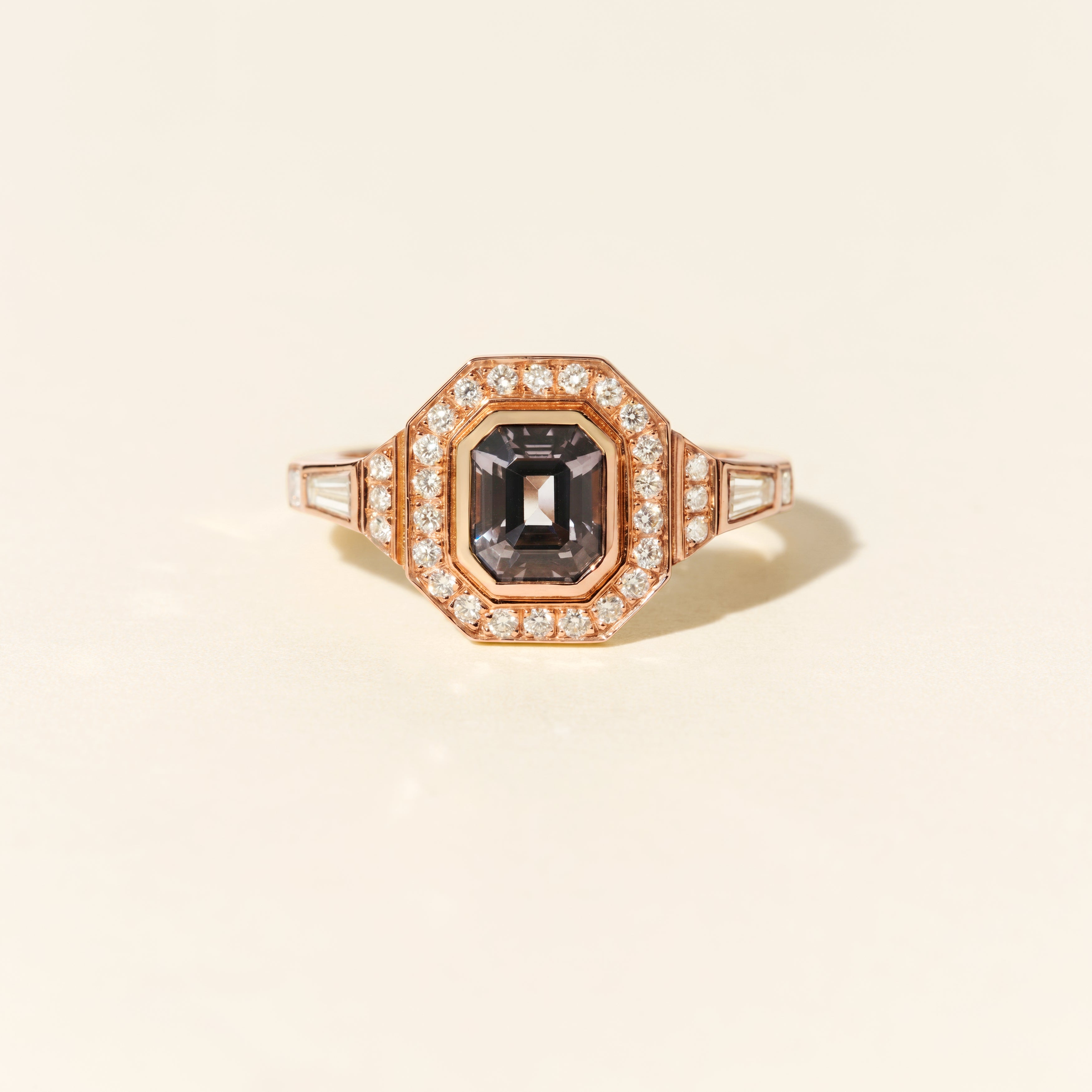 Bague Art déco spinelle et diamants GM - Or rose