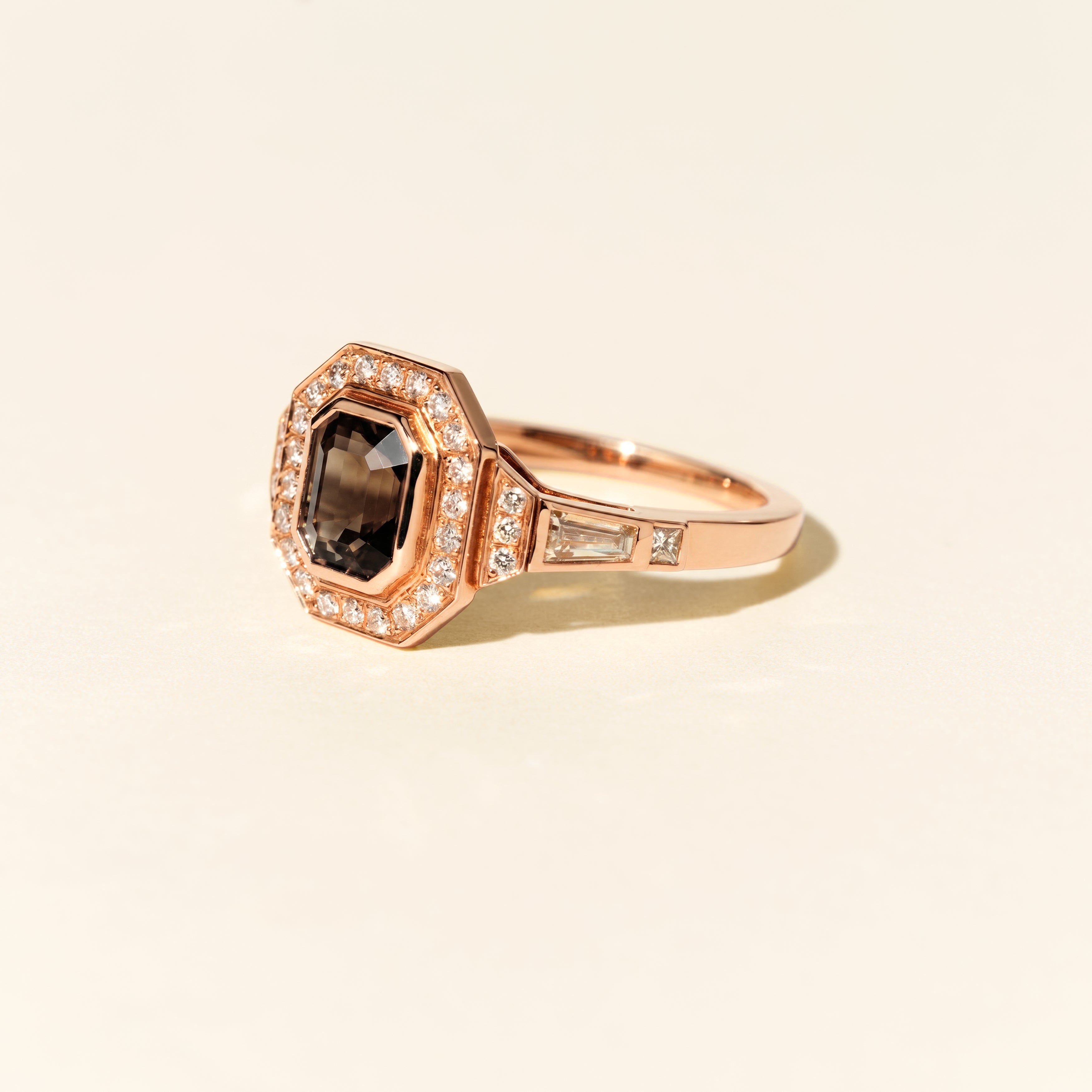 Bague Art déco spinelle et diamants GM - Or rose