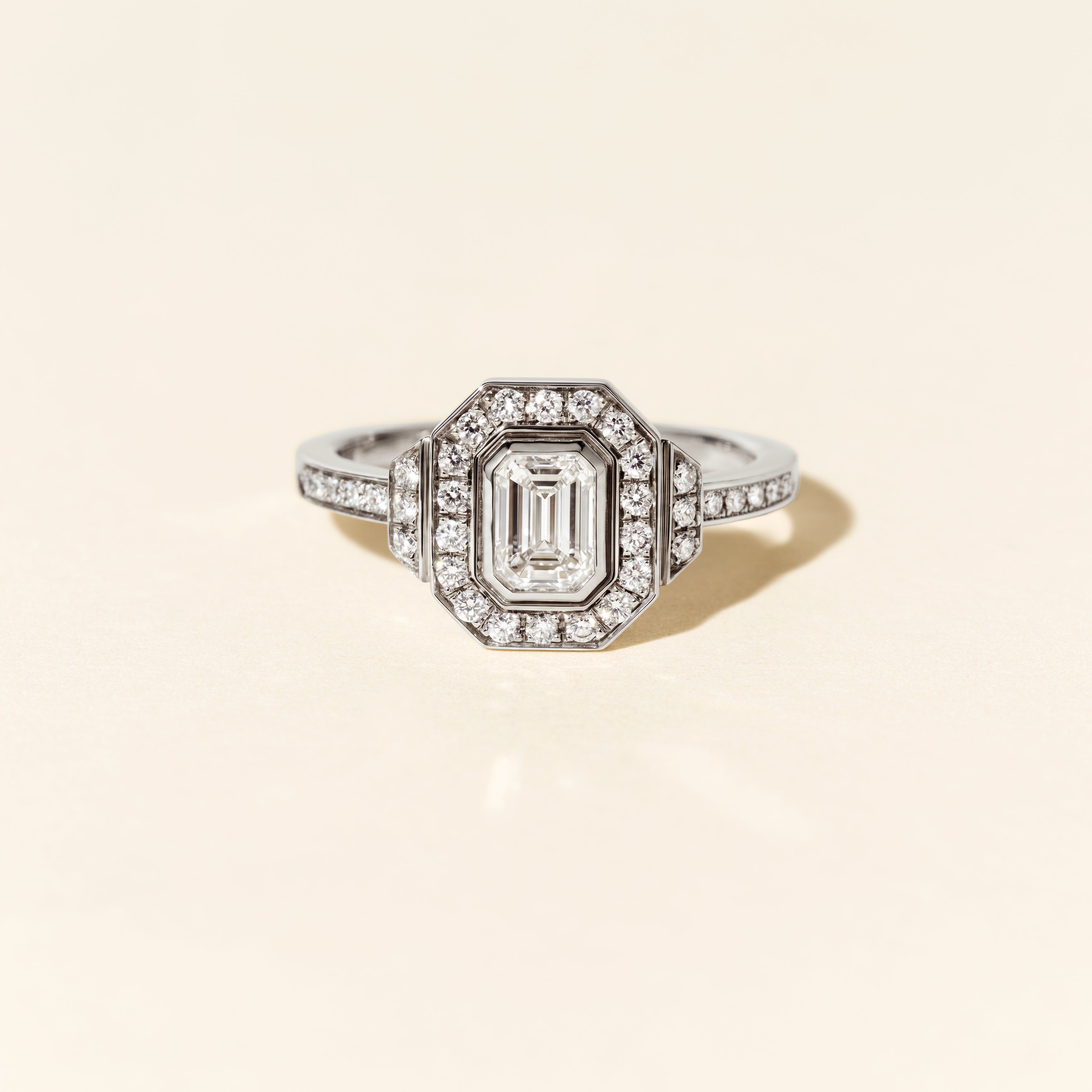Bague Art déco Signature diamants 0.50 carat - Or blanc