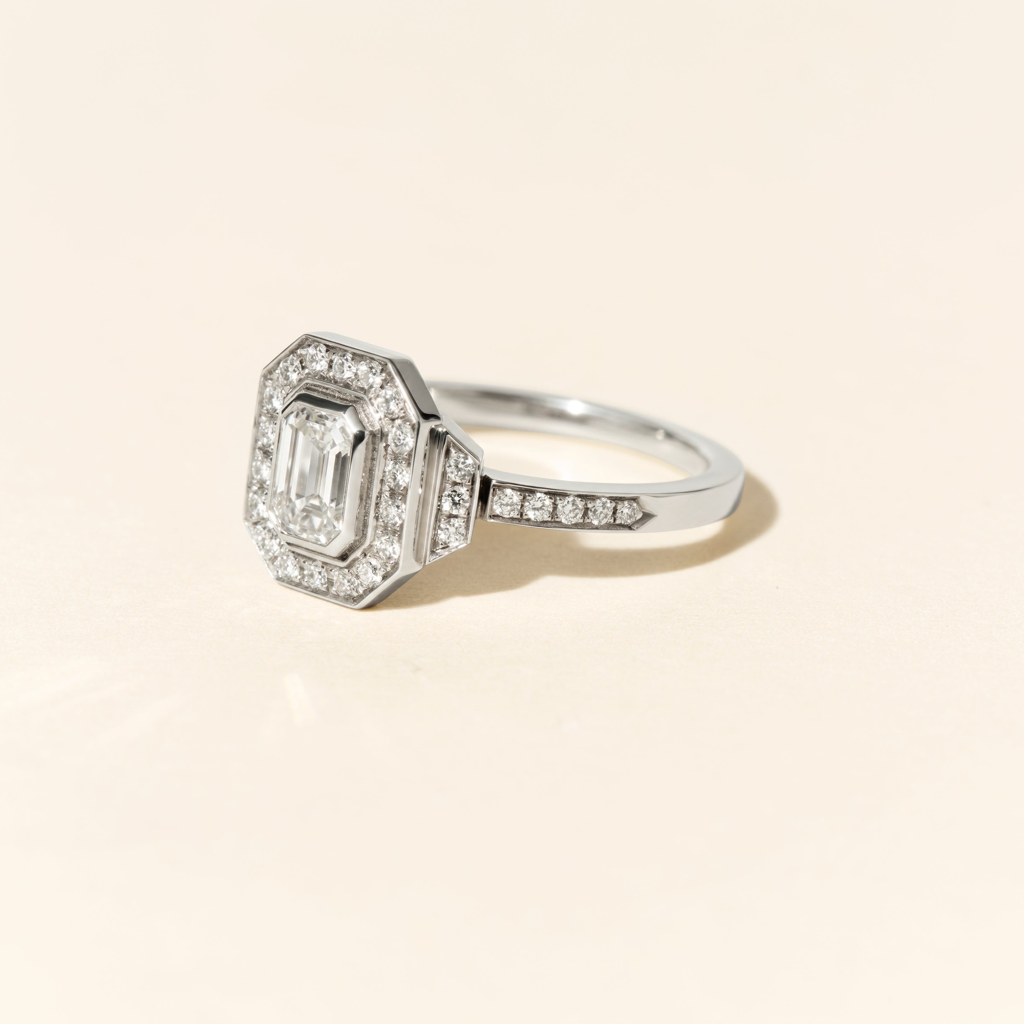 Bague Art déco Signature diamants 0.50 carat - Or blanc