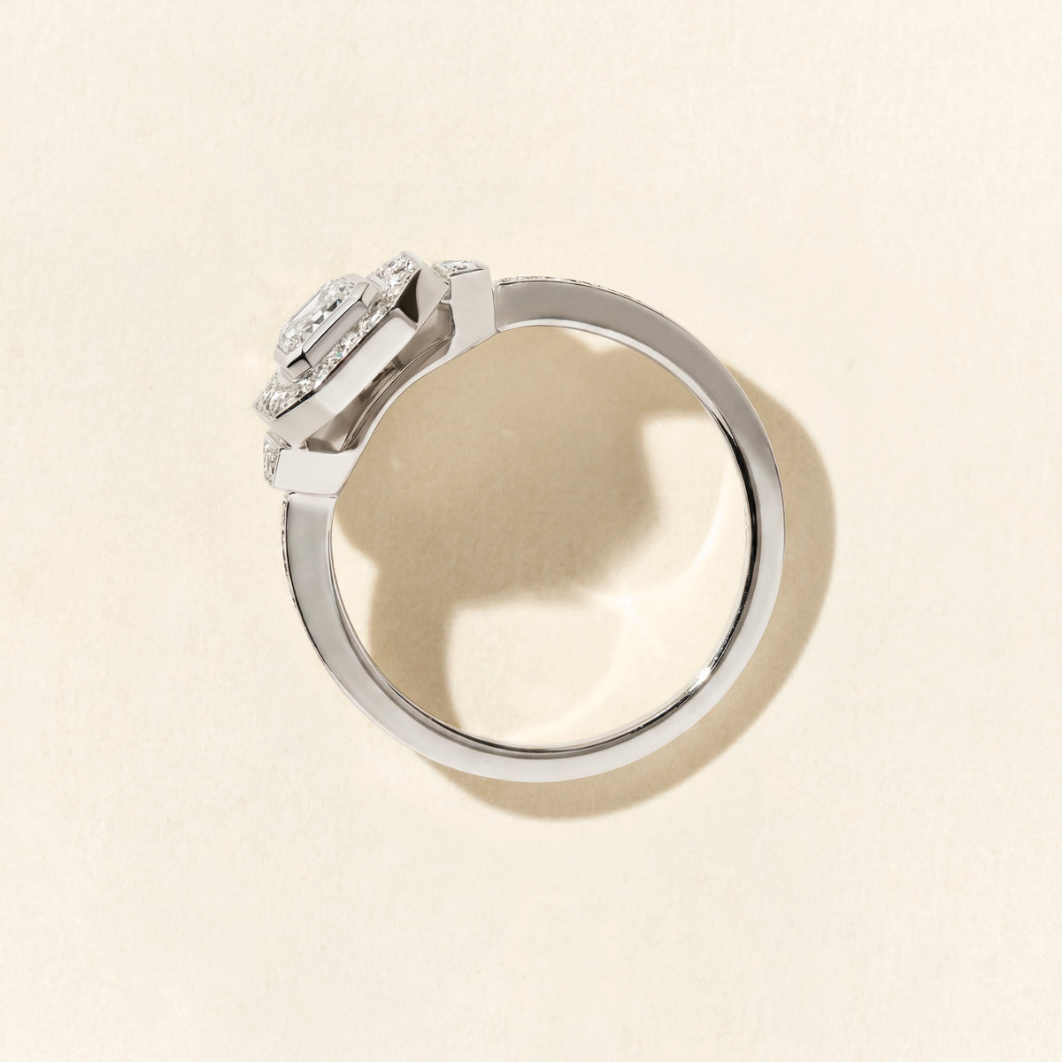 Art Deco Signature Ring with 0.40 carat diamonds - White Gold