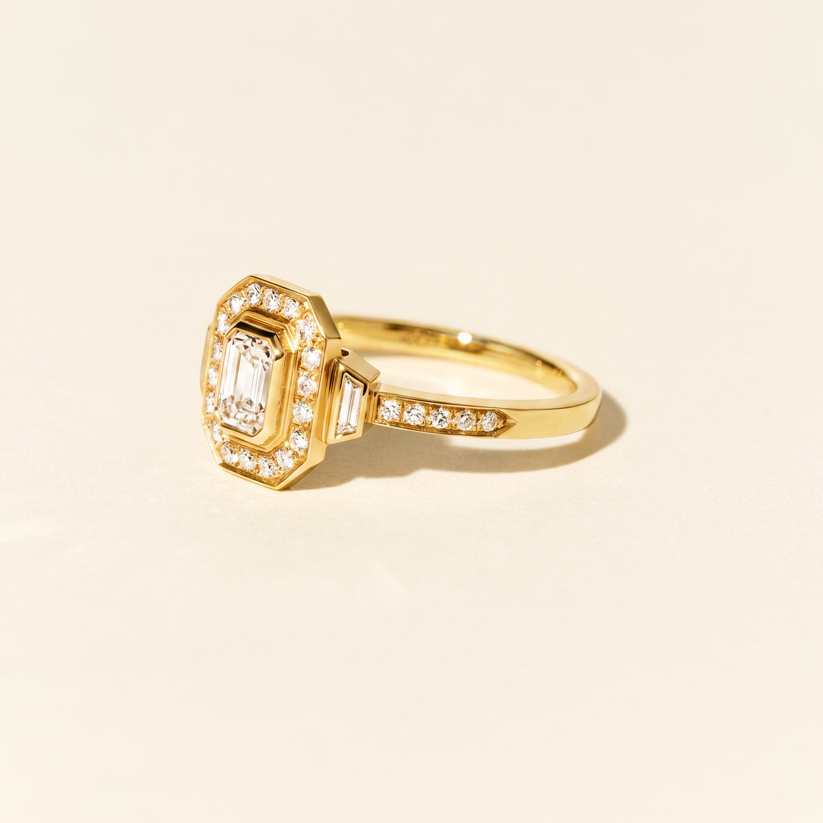 Bague Art déco Signature trapèze diamants 0.50 carat - Or jaune