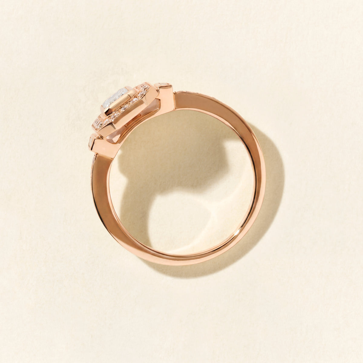 Art Deco Signature Trapezoid Ring with 0.50 Carat Diamonds - Rose Gold