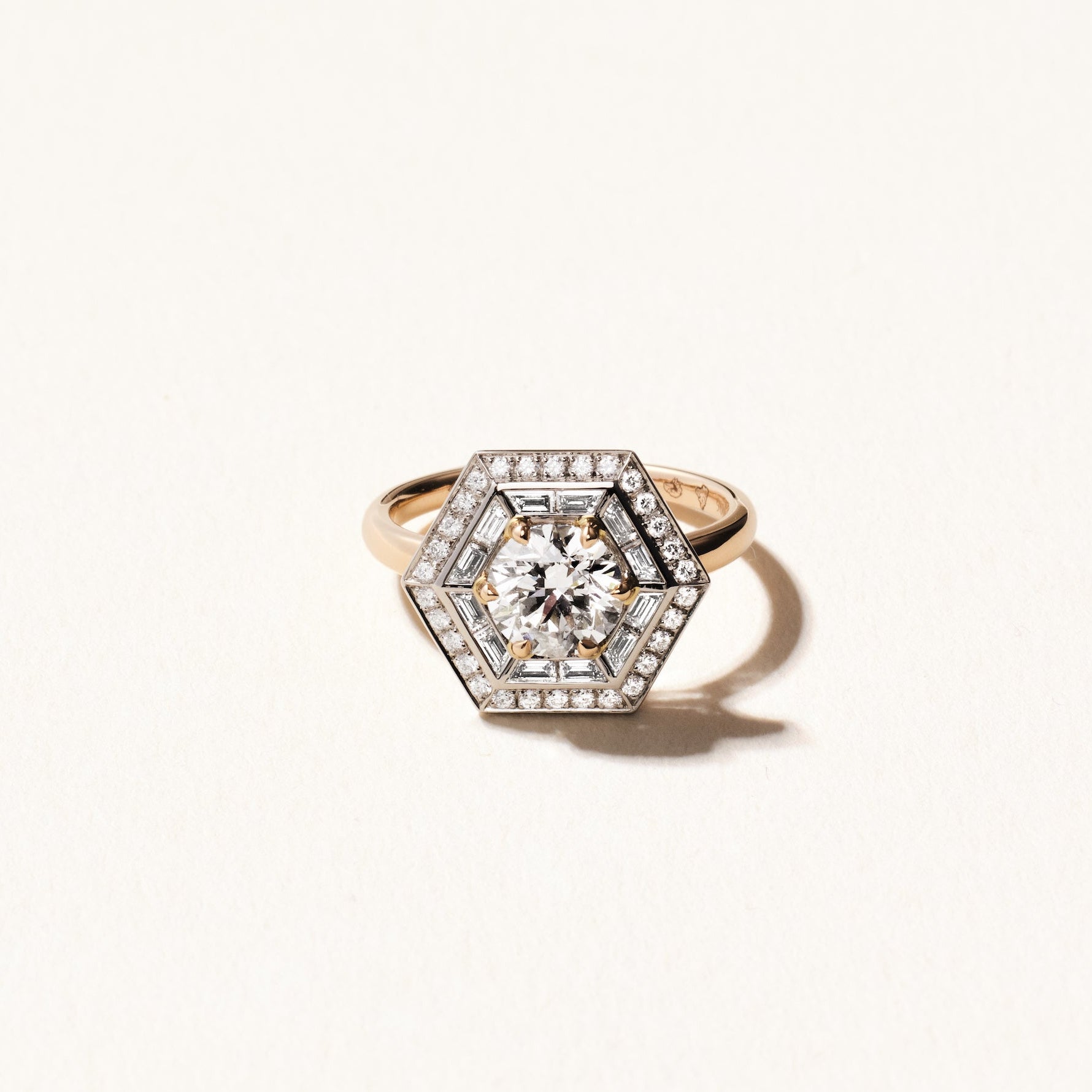 Bague Dallas Hexagon GM 0.80 carat - Or rose